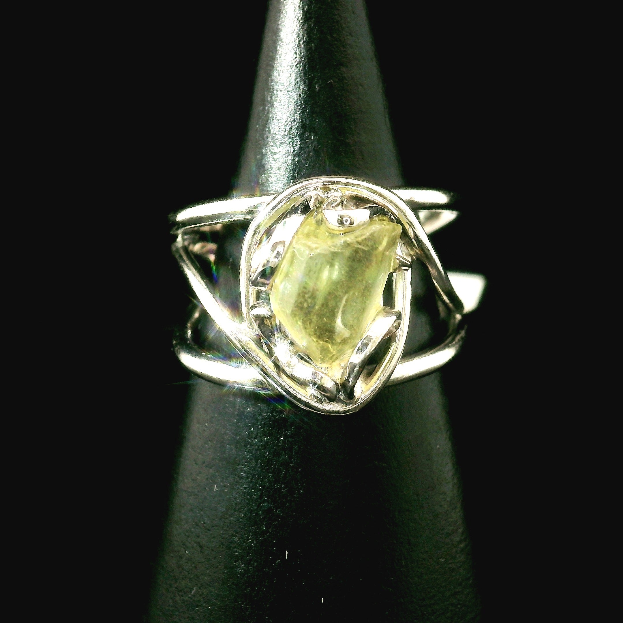 Golden Apatite Cuff Ring .925 Silver for Creation, Confidence and Manifestation