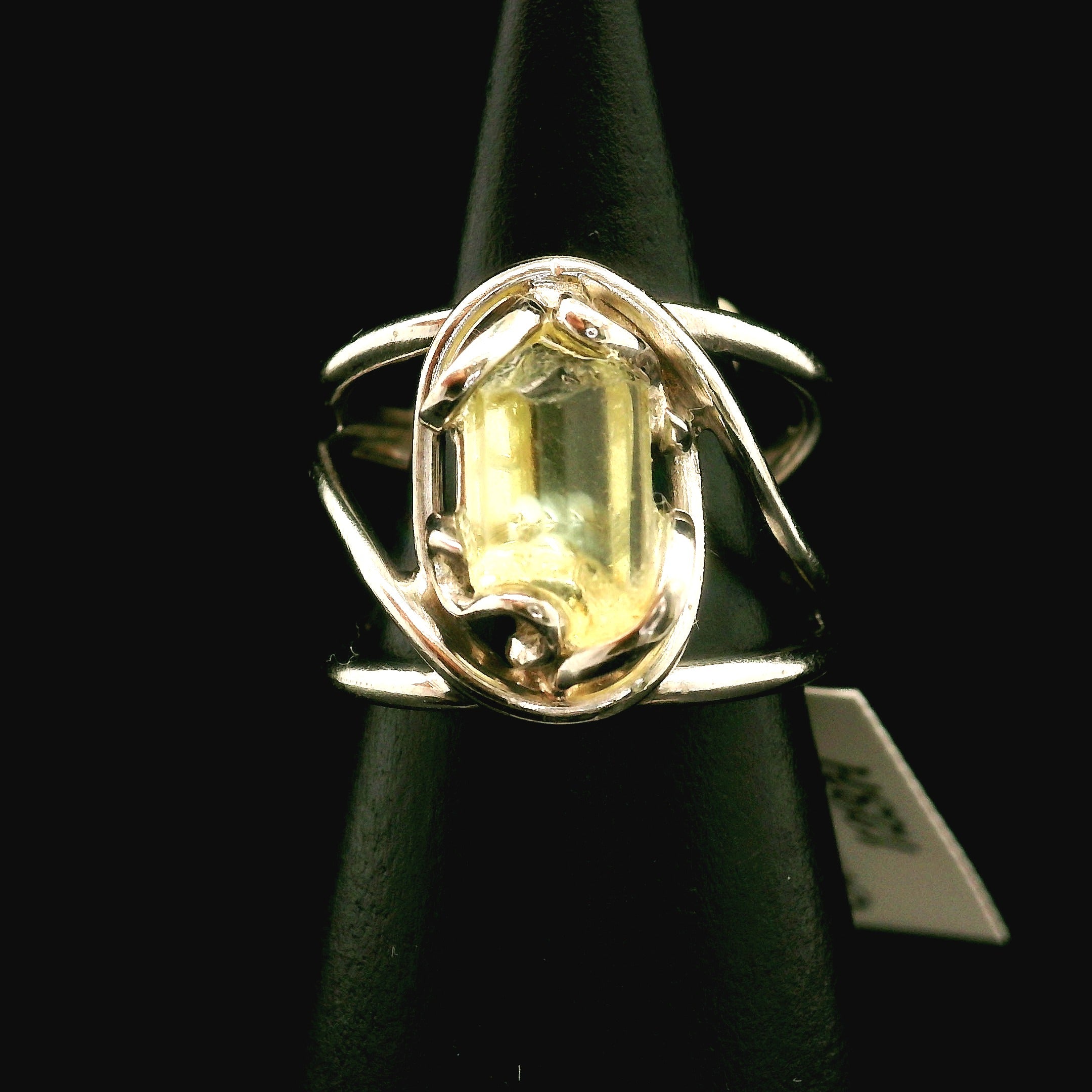 Golden Apatite Cuff Ring .925 Silver for Creation, Confidence and Manifestation