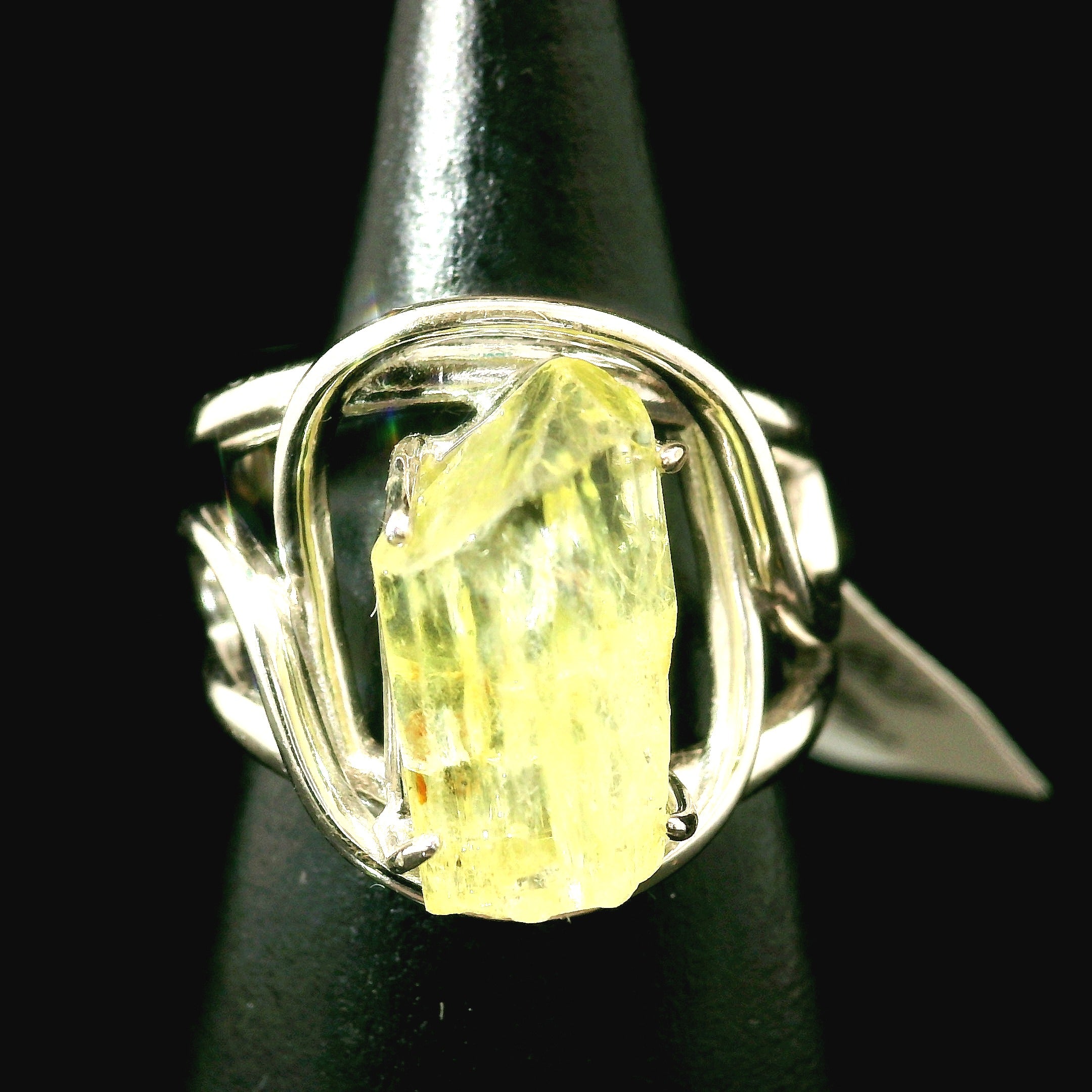 Golden Apatite Cuff Ring .925 Silver for Creation, Confidence and Manifestation