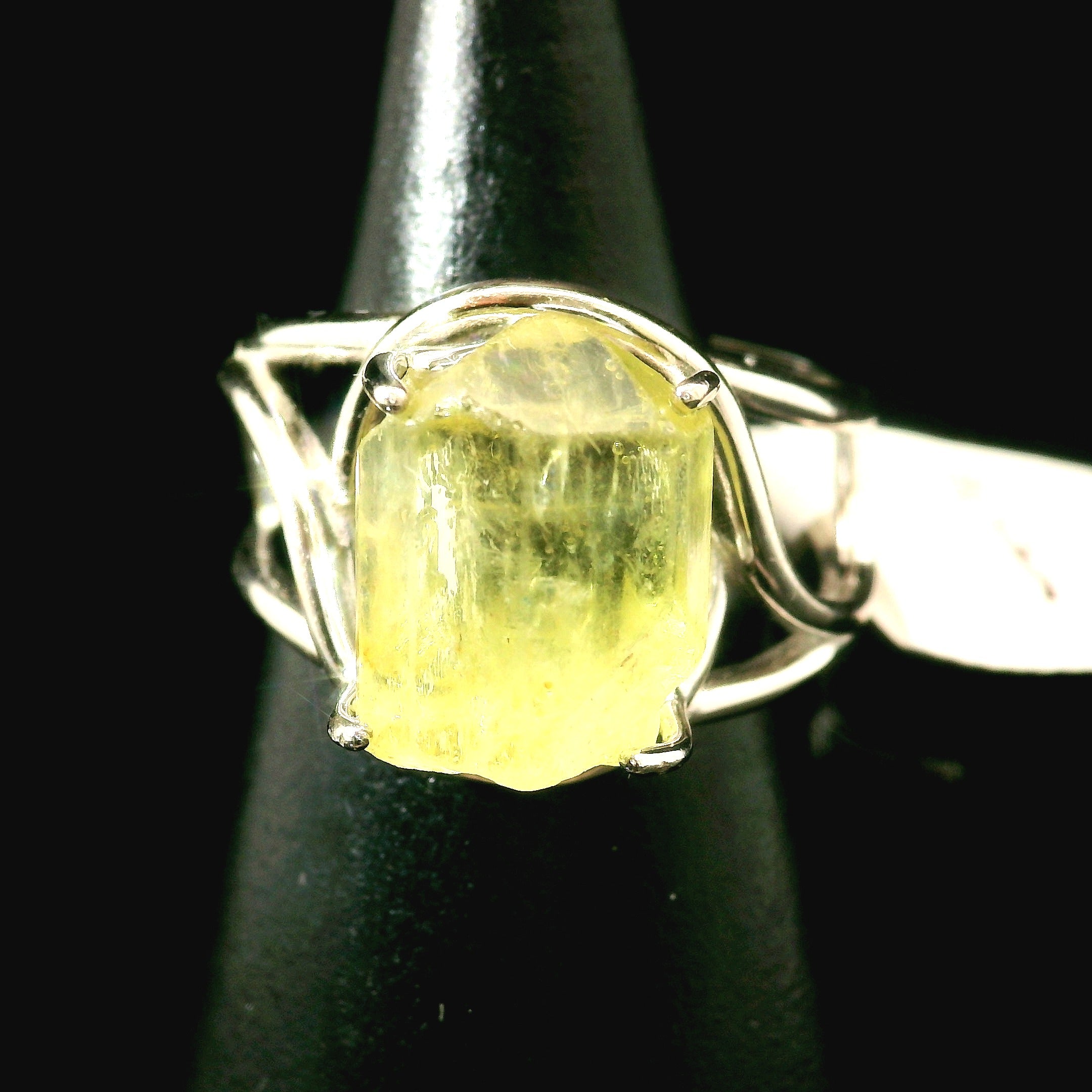 Golden Apatite Cuff Ring .925 Silver for Creation, Confidence and Manifestation