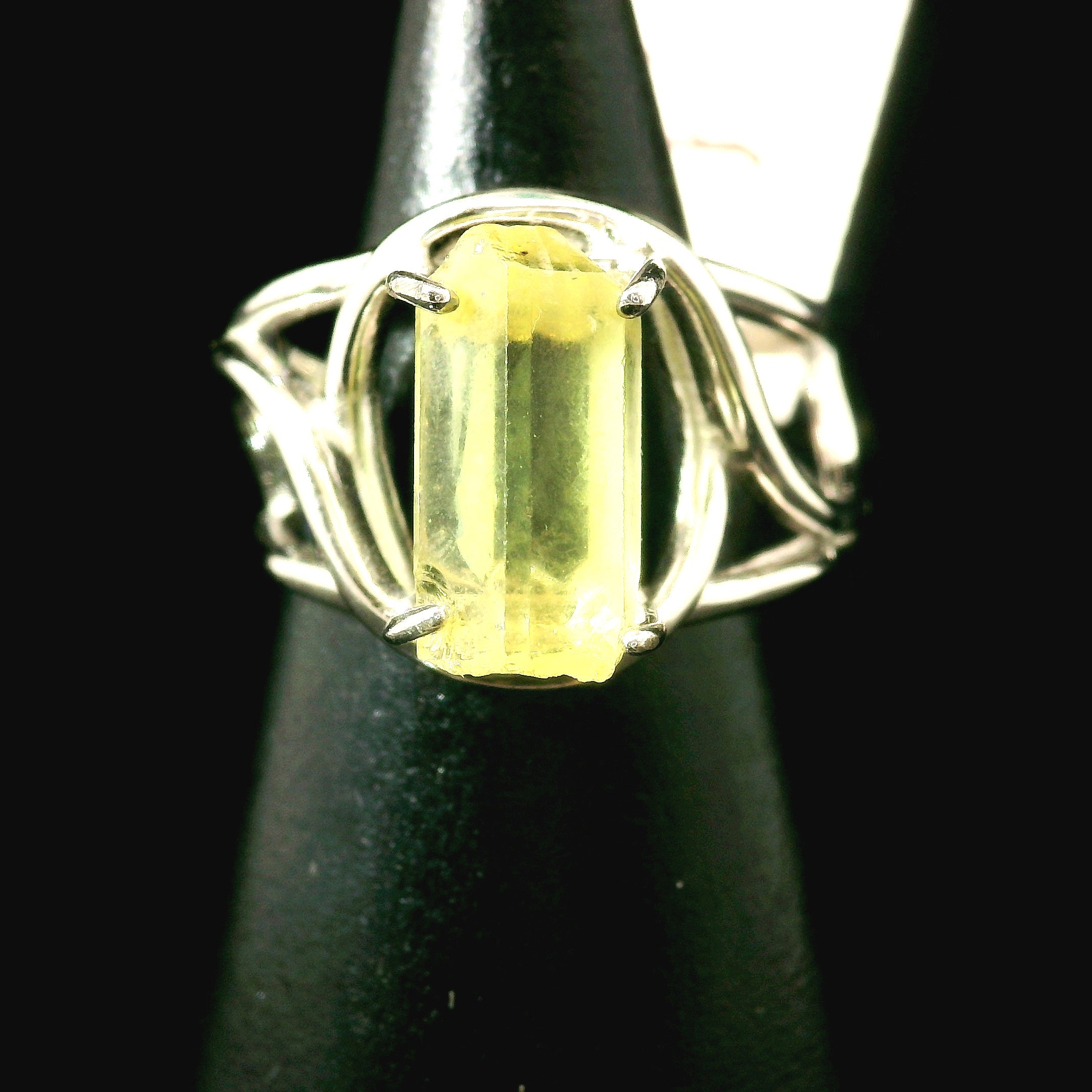 Golden Apatite Cuff Ring .925 Silver for Creation, Confidence and Manifestation