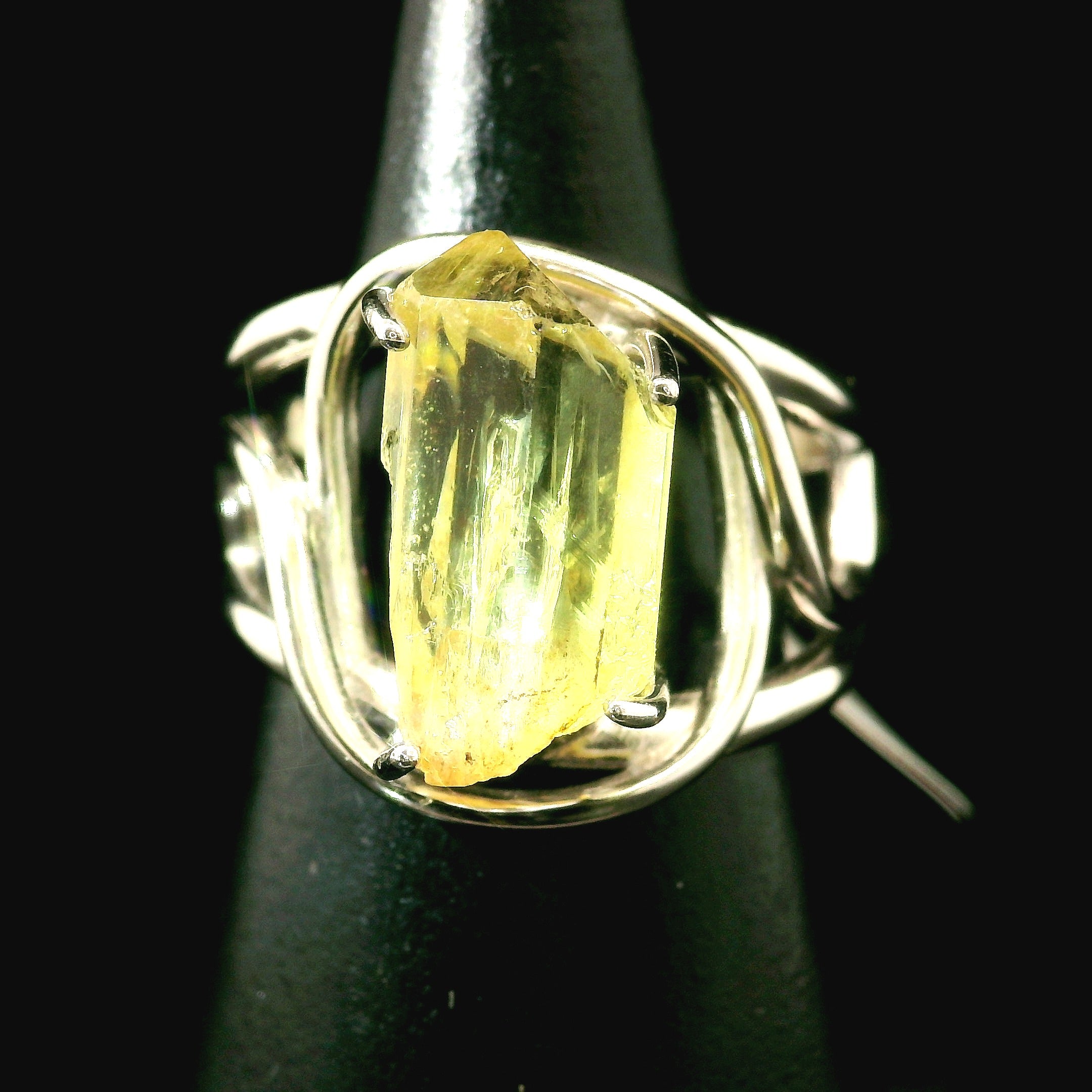 Golden Apatite Cuff Ring .925 Silver for Creation, Confidence and Manifestation