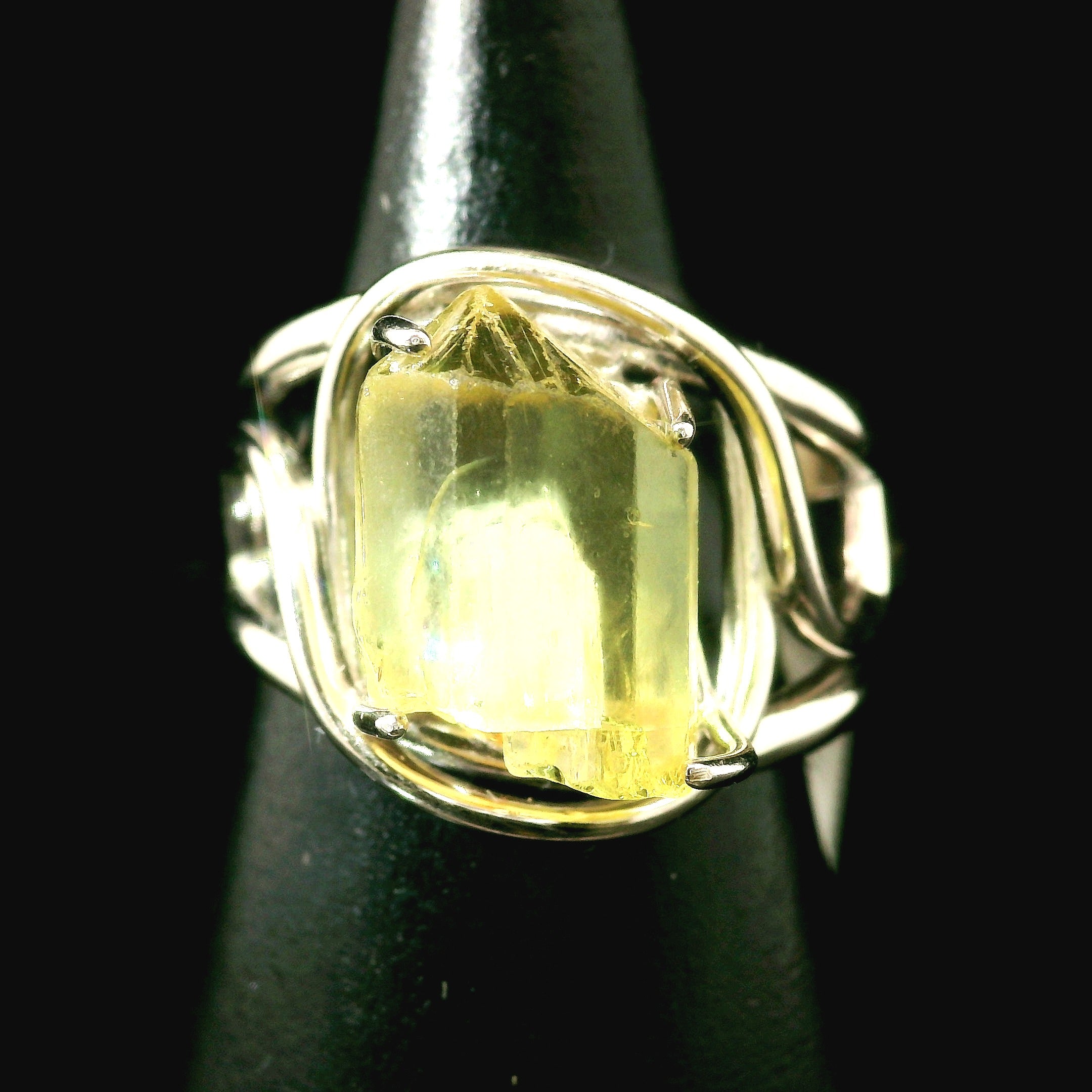 Golden Apatite Cuff Ring .925 Silver for Creation, Confidence and Manifestation