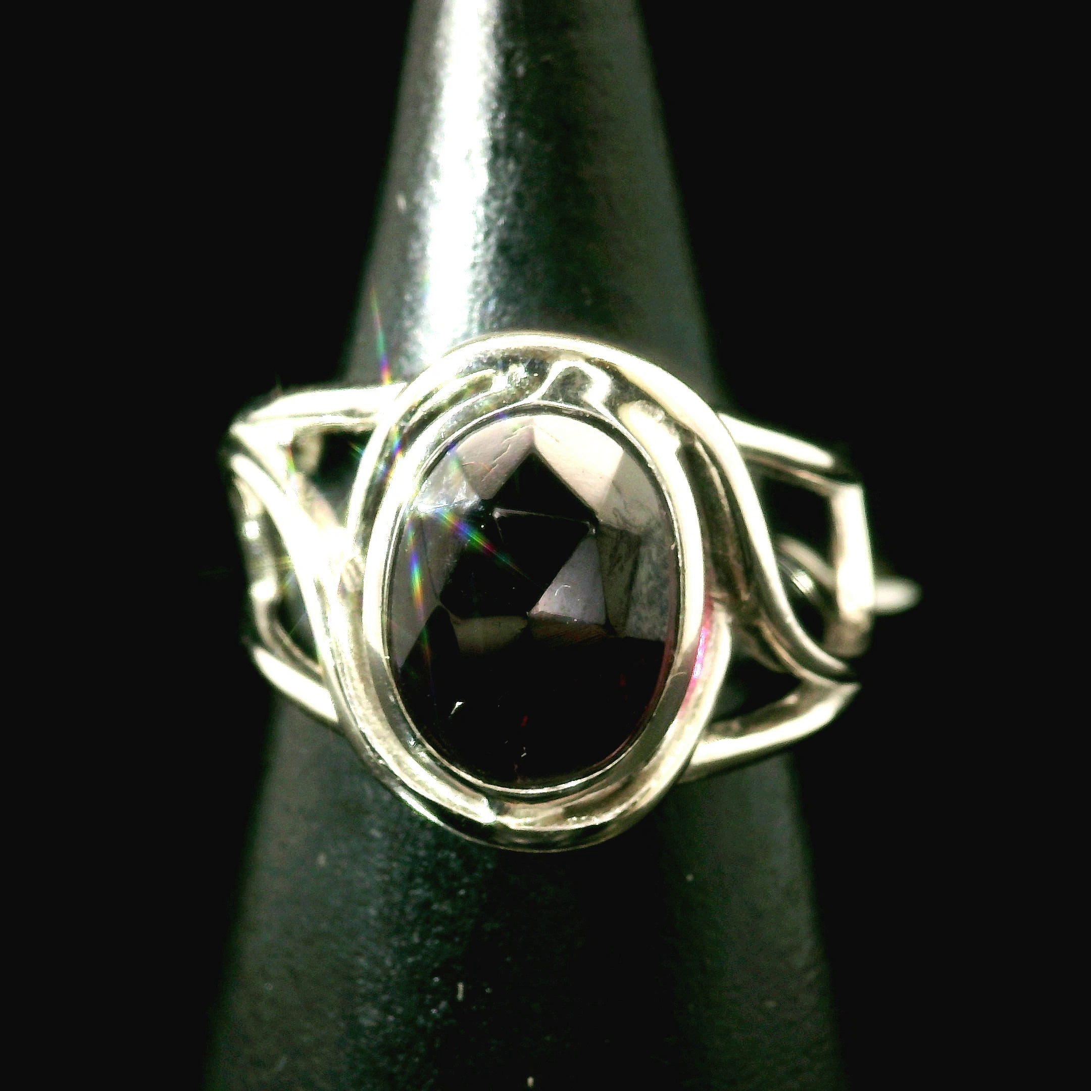 Rhodolite Garnet Cuff Ring .925 Silver for Connection with Angels and Spirit Guides