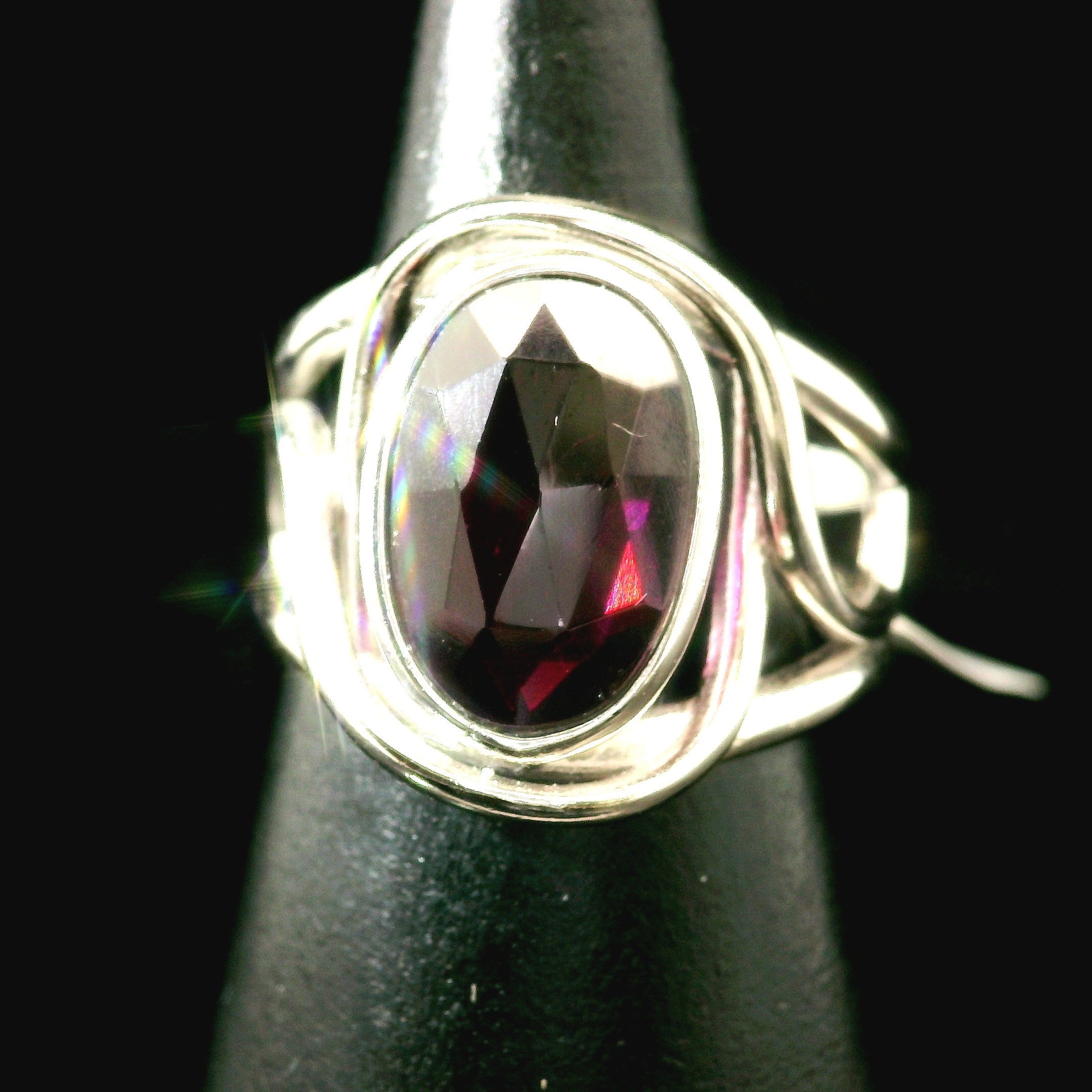 Rhodolite Garnet Cuff Ring .925 Silver for Connection with Angels and Spirit Guides
