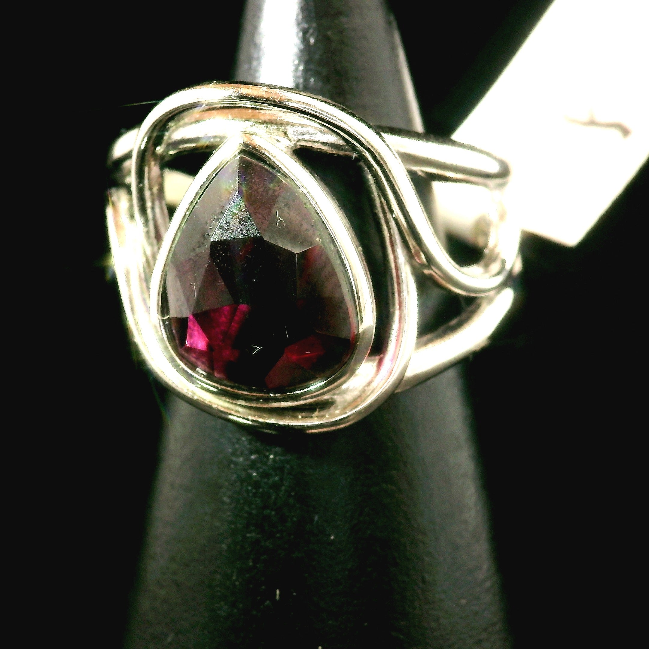 Rhodolite Garnet Cuff Ring .925 Silver for Connection with Angels and Spirit Guides