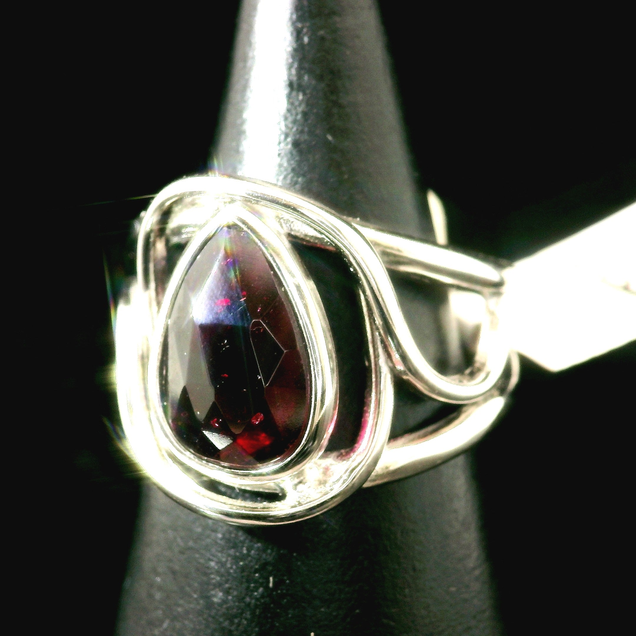 Rhodolite Garnet Cuff Ring .925 Silver for Connection with Angels and Spirit Guides