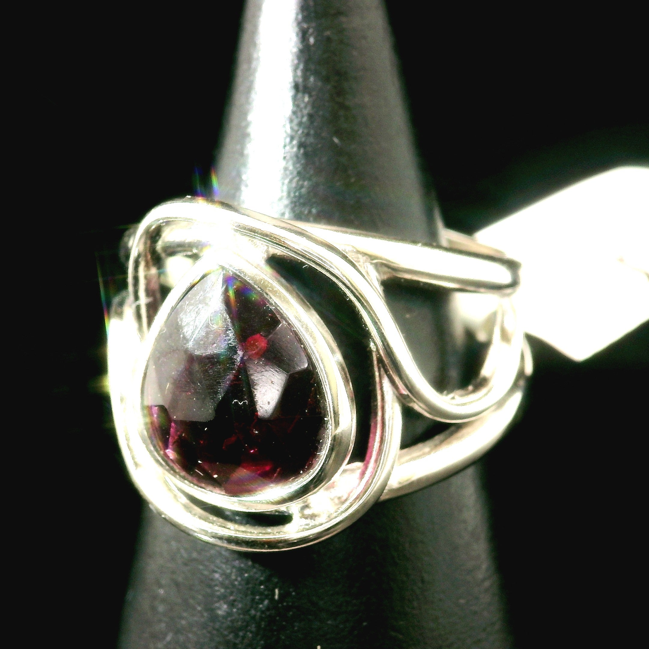 Rhodolite Garnet Cuff Ring .925 Silver for Connection with Angels and Spirit Guides