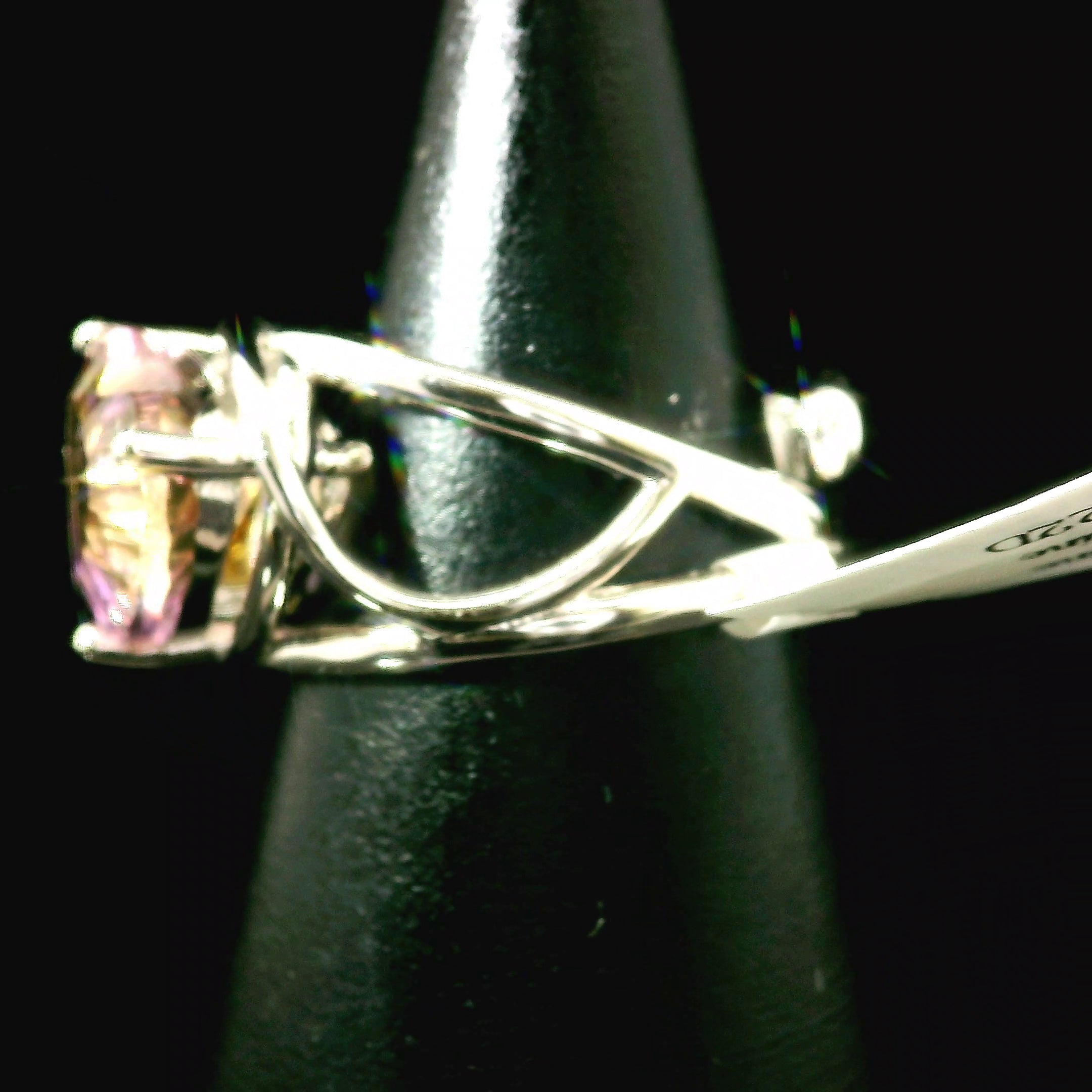 Ametrine & Citrine Heart Cuff Ring 925 Silver for Empowerment and Harmony