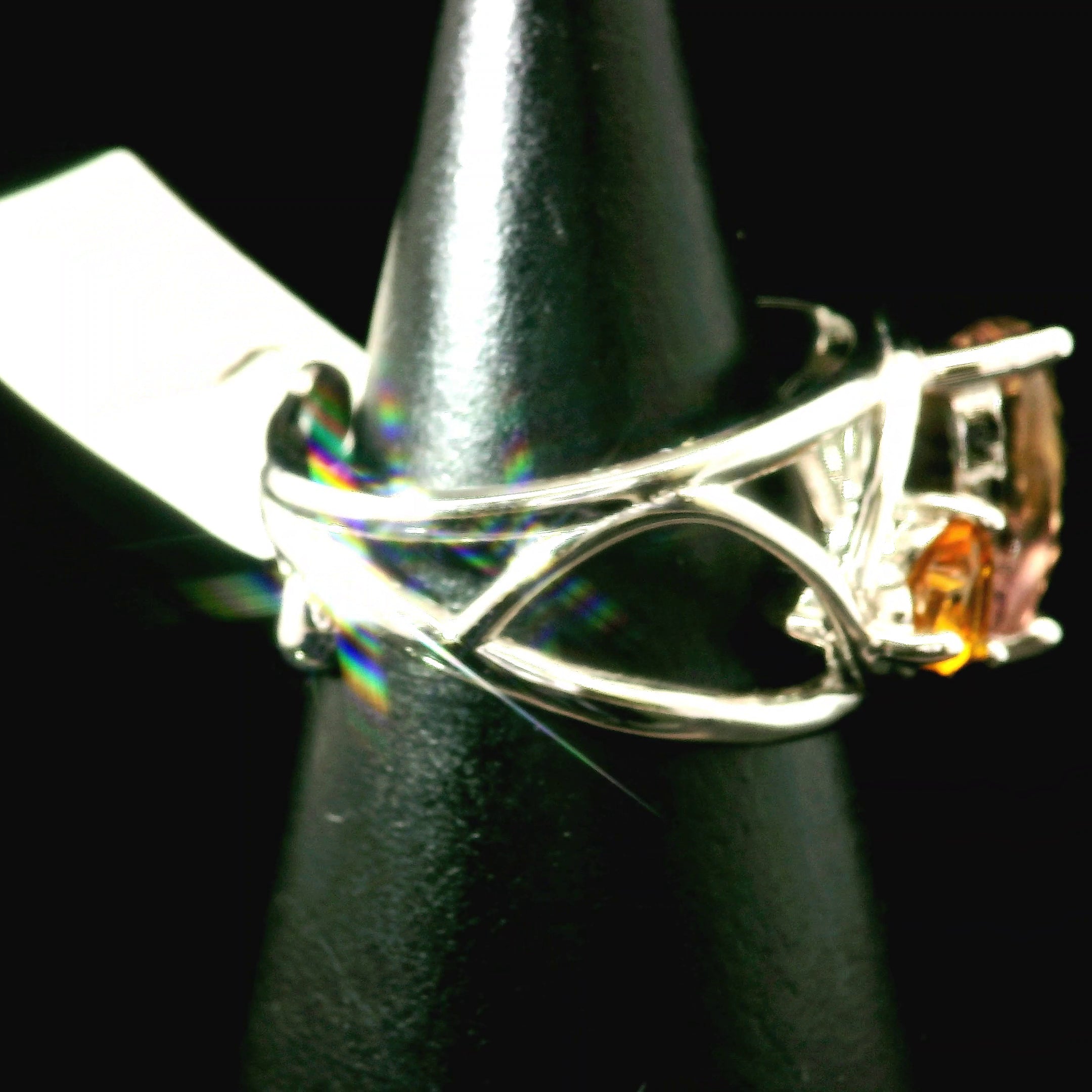 Ametrine & Citrine Heart Cuff Ring 925 Silver for Empowerment and Harmony
