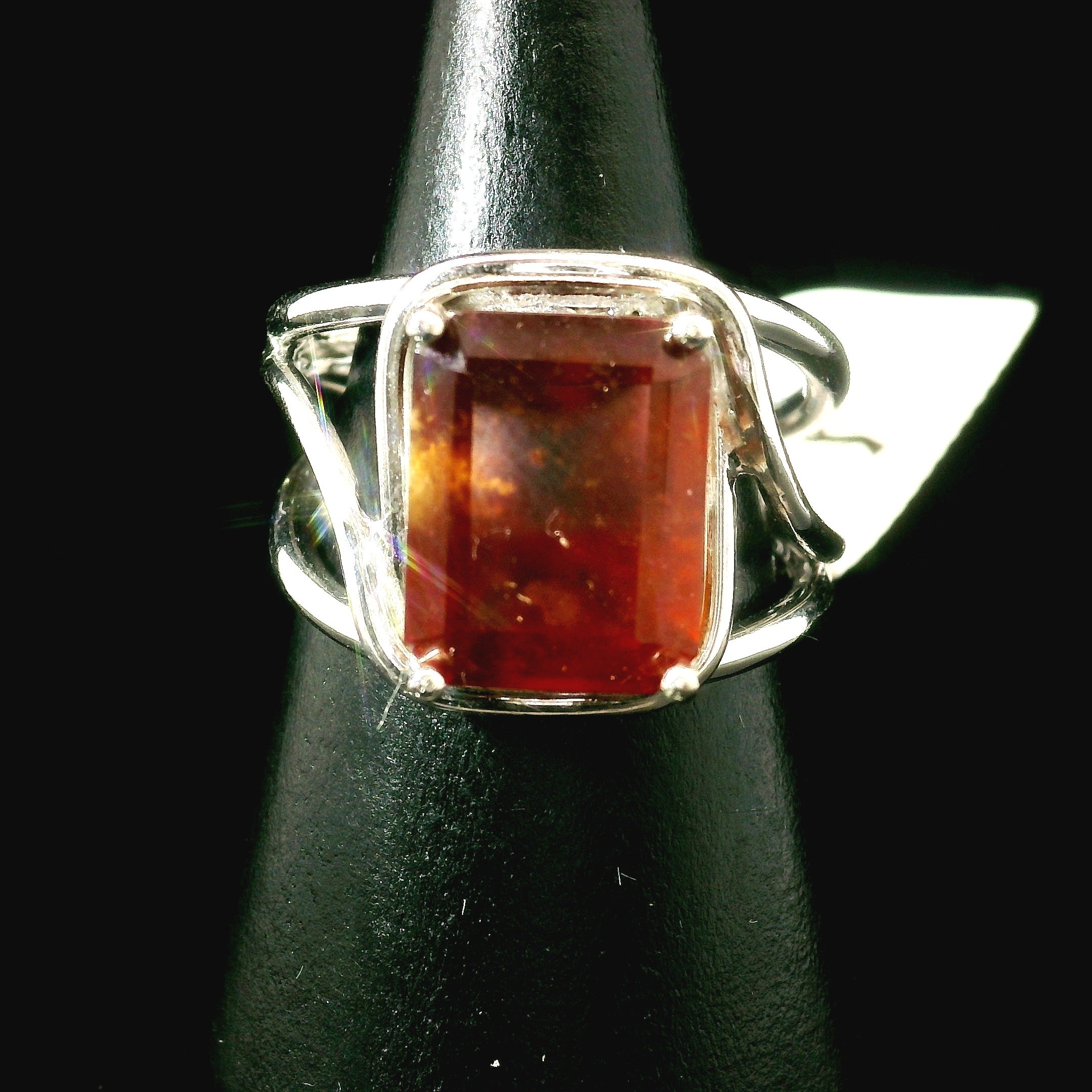 Hessonite Garnet Cuff Ring in .925 Silver for Manifesting Love and Success in your Career, Protection and Wealth