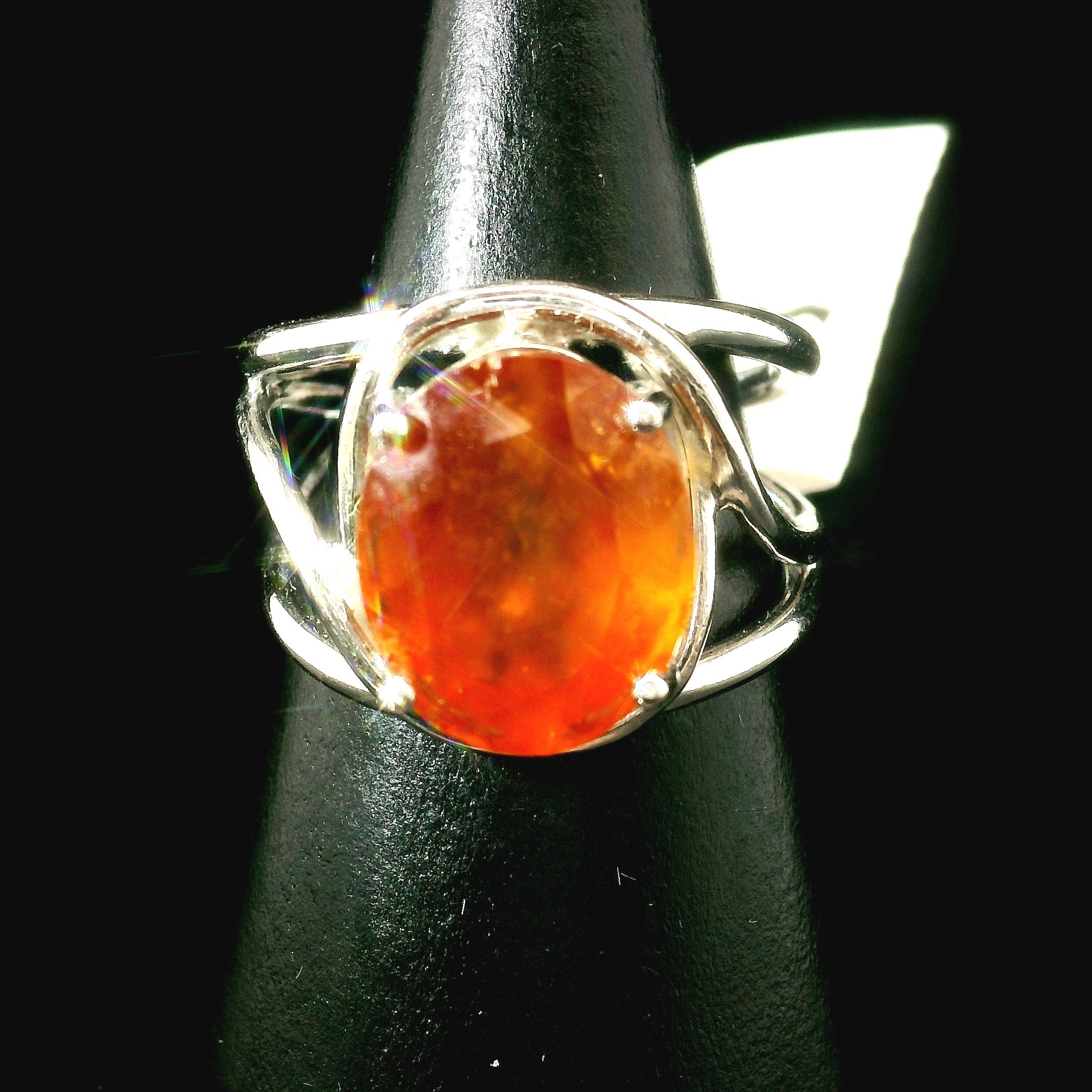 Hessonite Garnet Cuff Ring in .925 Silver for Manifesting Love and Success in your Career, Protection and Wealth