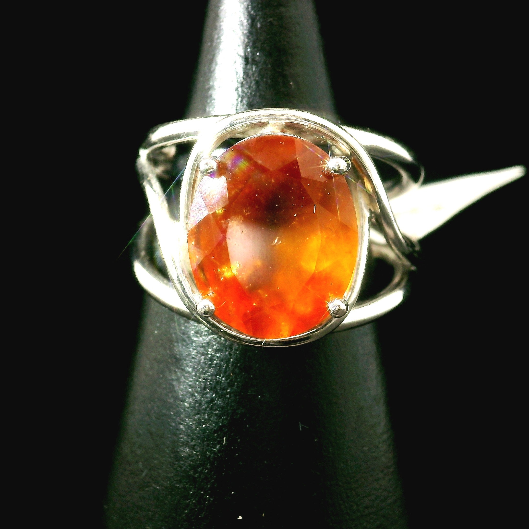 Hessonite Garnet Cuff Ring in .925 Silver for Manifesting Love and Success in your Career, Protection and Wealth