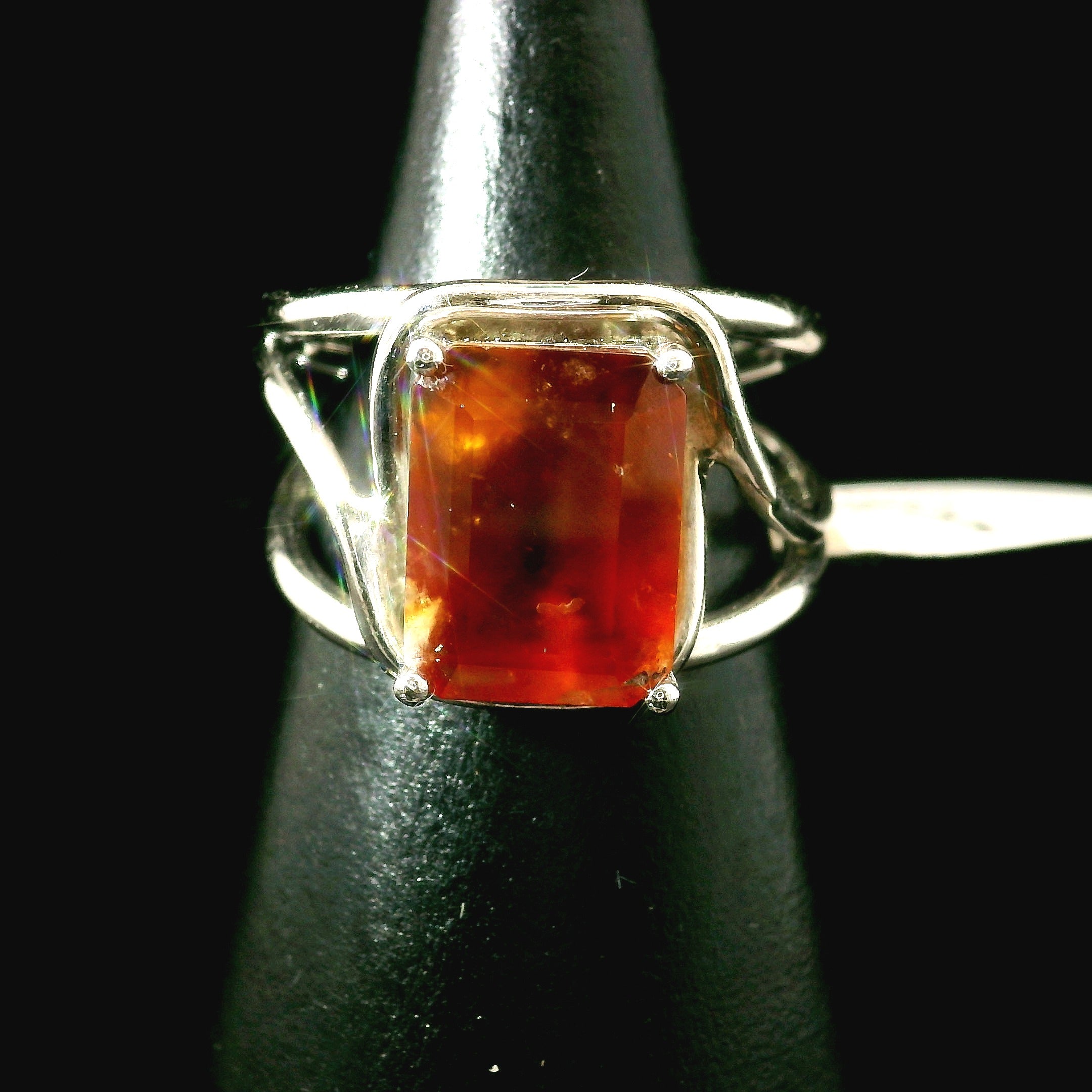 Hessonite Garnet Cuff Ring in .925 Silver for Manifesting Love and Success in your Career, Protection and Wealth