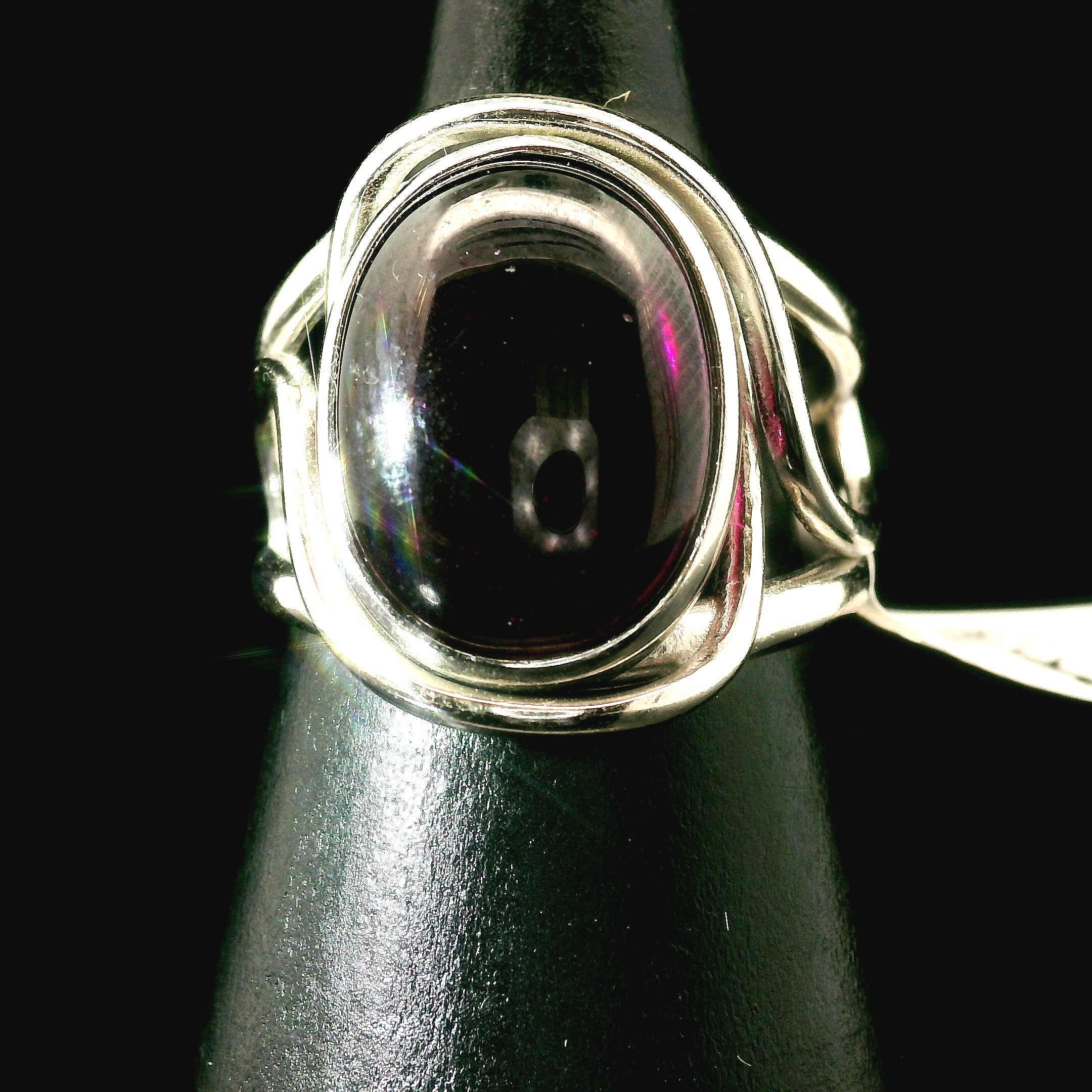 Rhodolite Garnet Cuff Ring .925 Silver for Connection with Angels and Spirit Guides