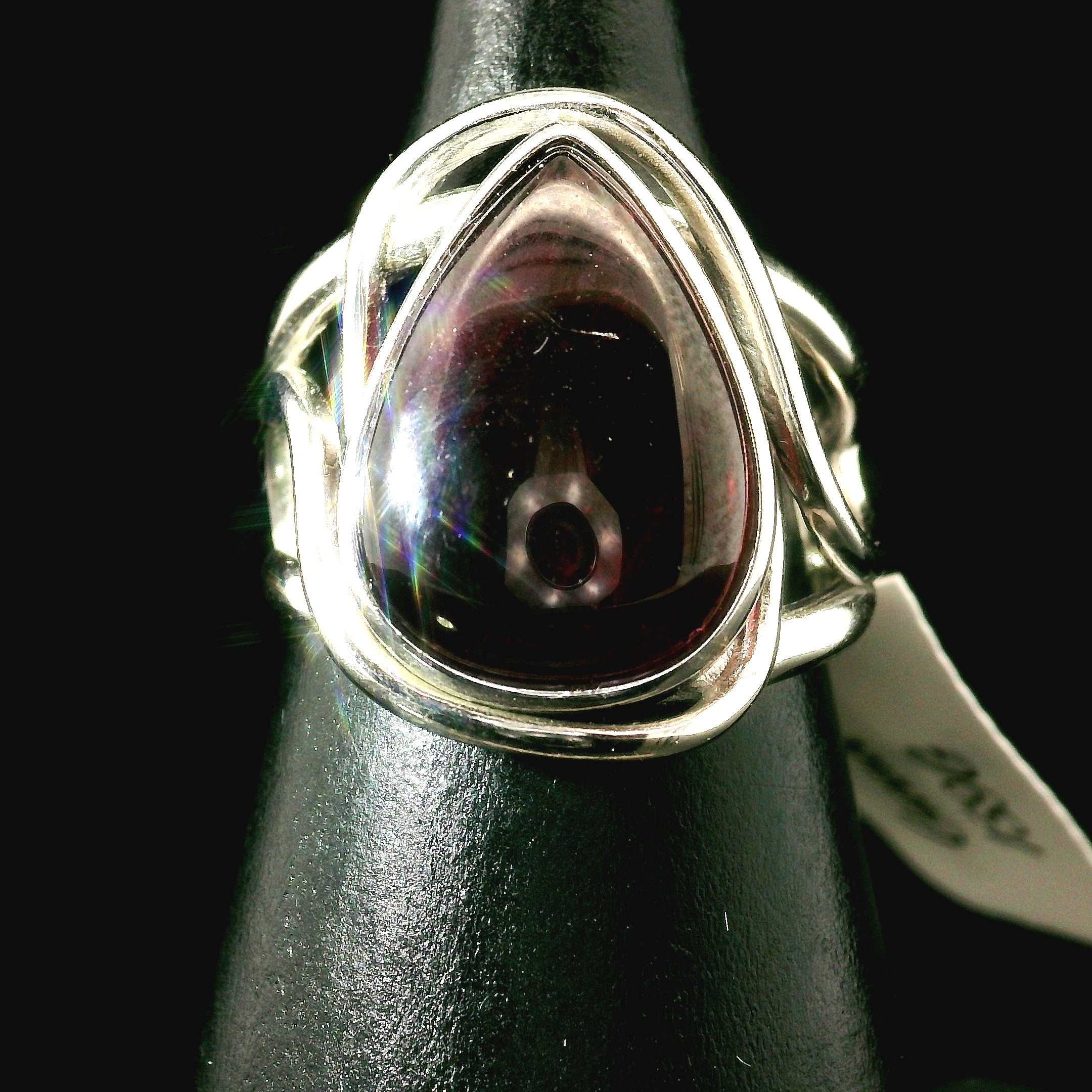 Rhodolite Garnet Cuff Ring .925 Silver for Connection with Angels and Spirit Guides