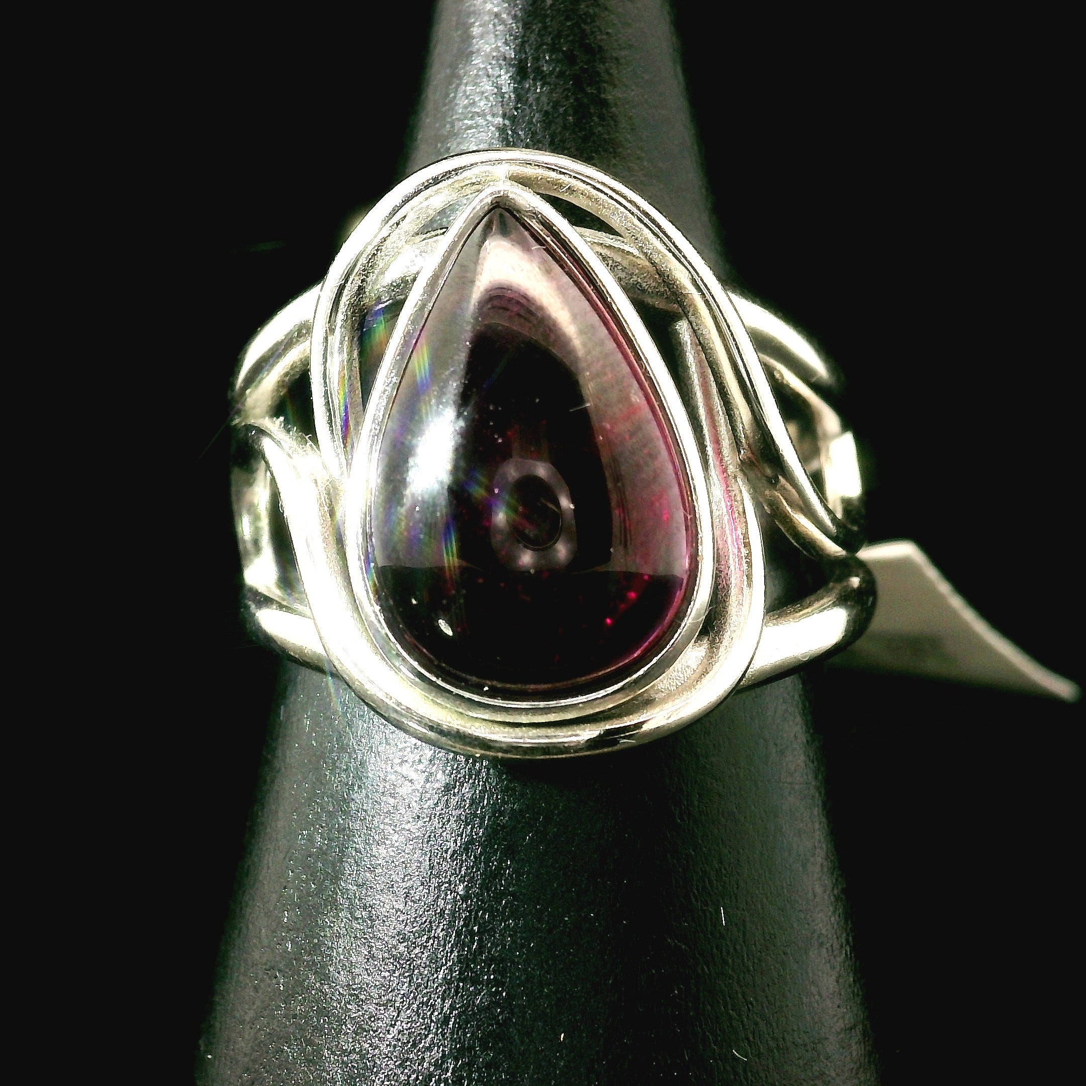 Rhodolite Garnet Cuff Ring .925 Silver for Connection with Angels and Spirit Guides