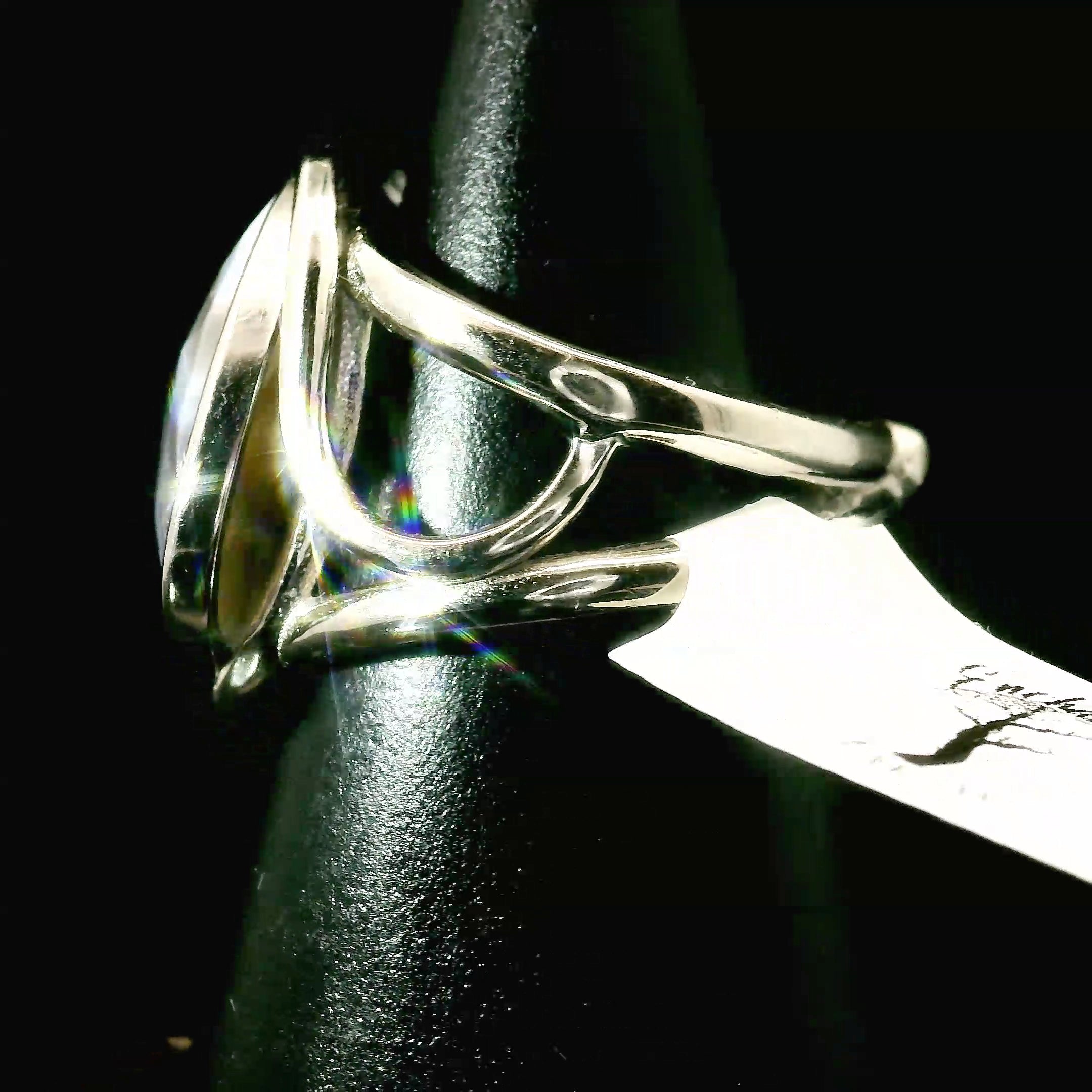 Botswana Agate Cuff Ring .925 Silver for Hope, Protection and Strength