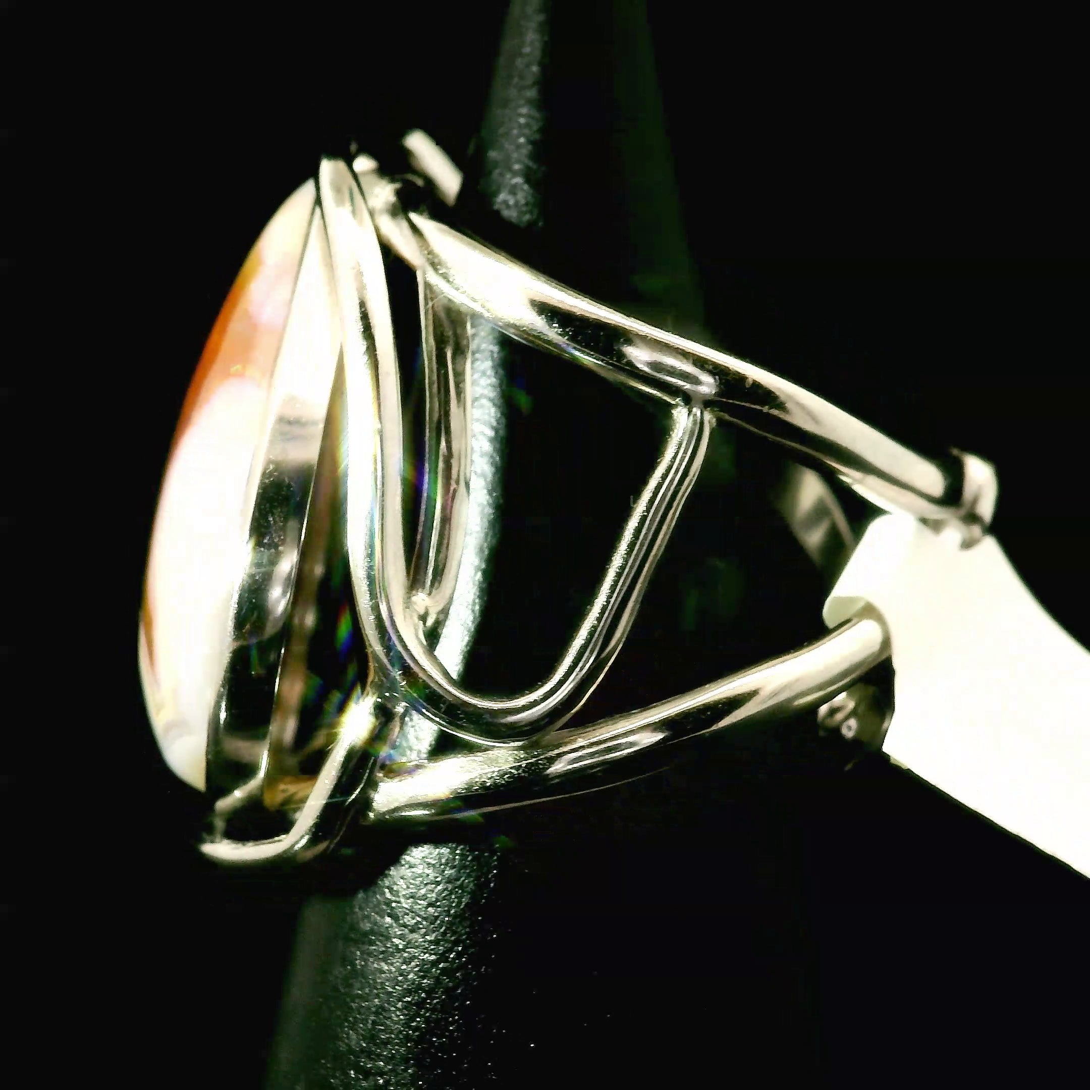 Malawi Agate Cuff Ring .925 Silver for Hope, Protection and Strength