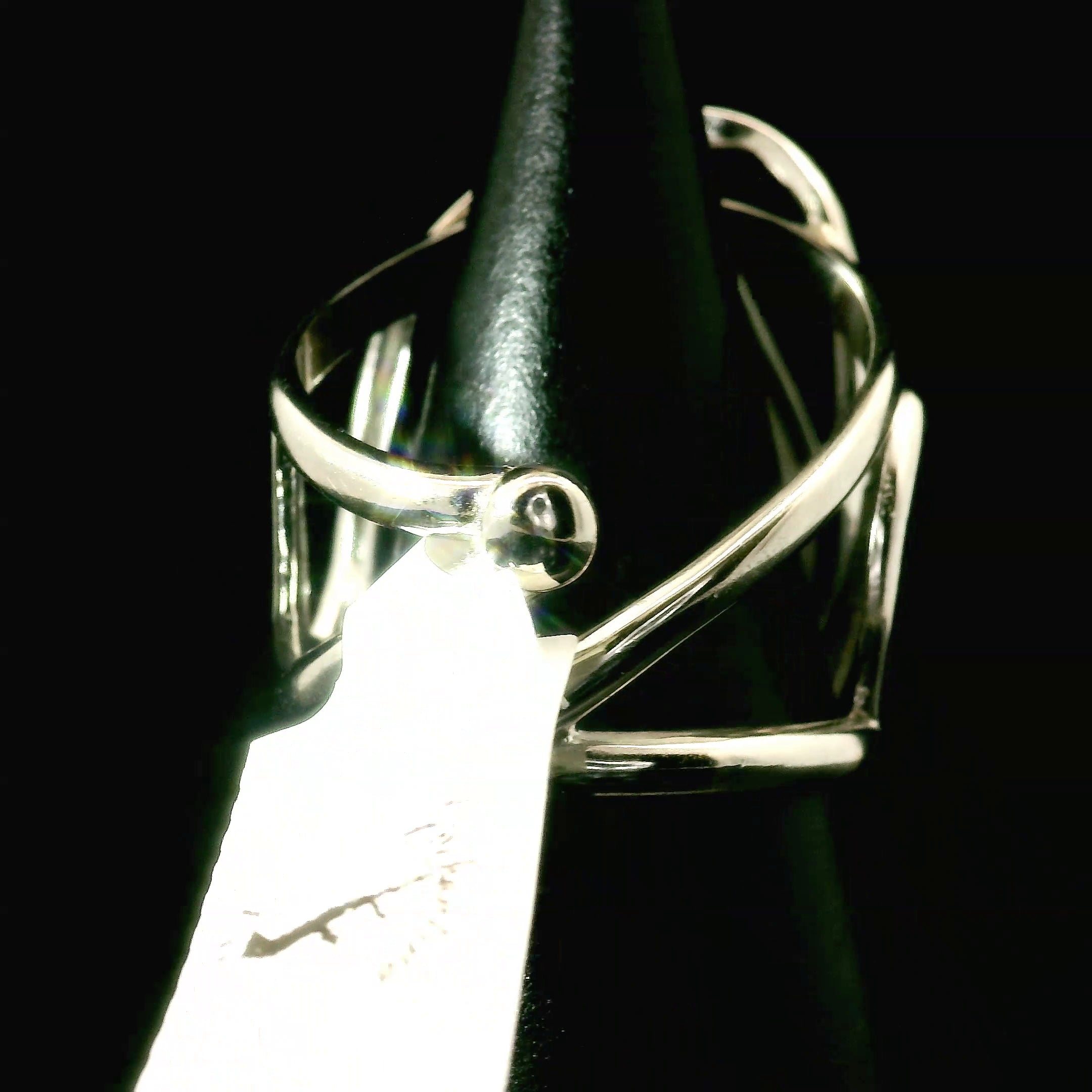 Malawi Agate Cuff Ring .925 Silver for Hope, Protection and Strength