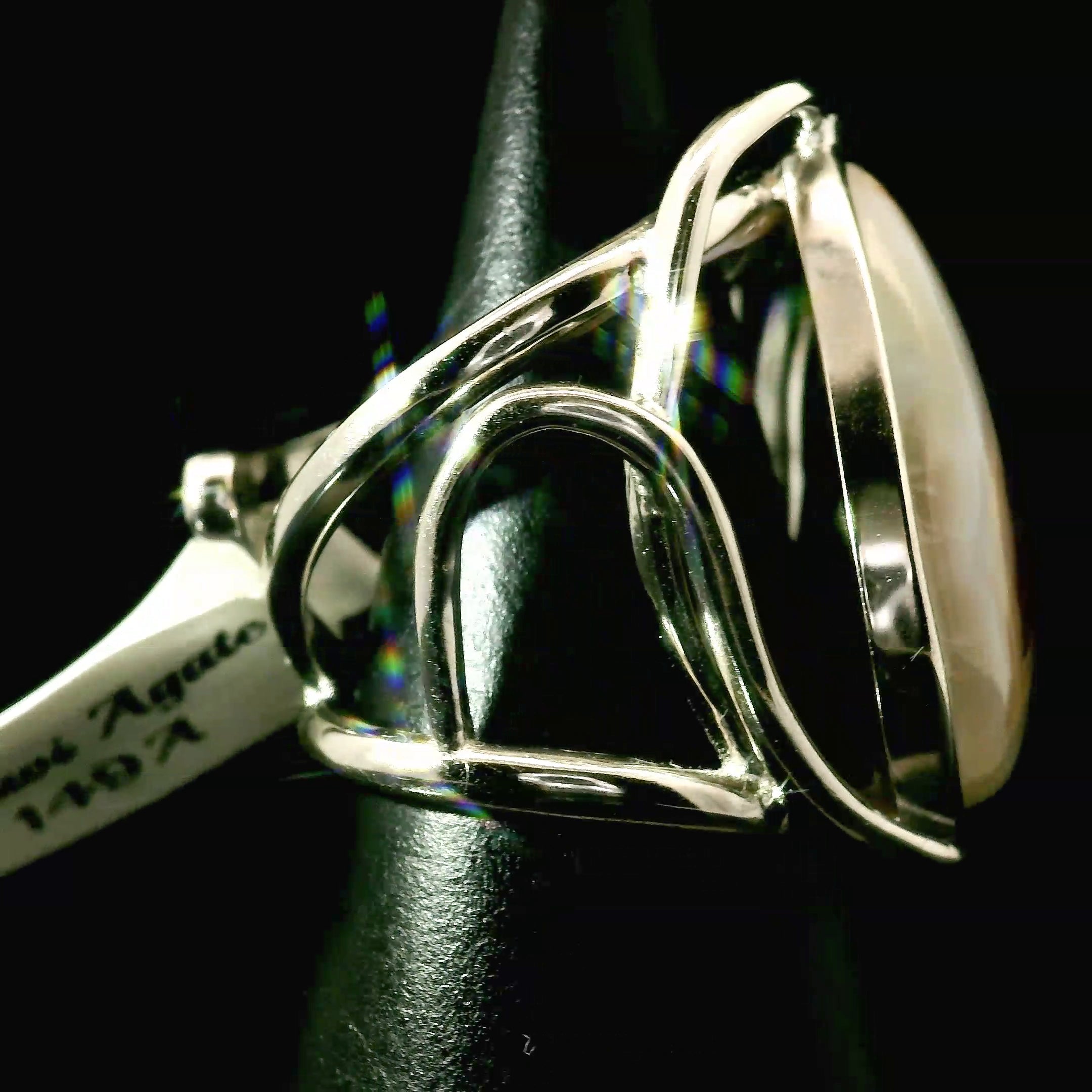 Malawi Agate Cuff Ring .925 Silver for Hope, Protection and Strength