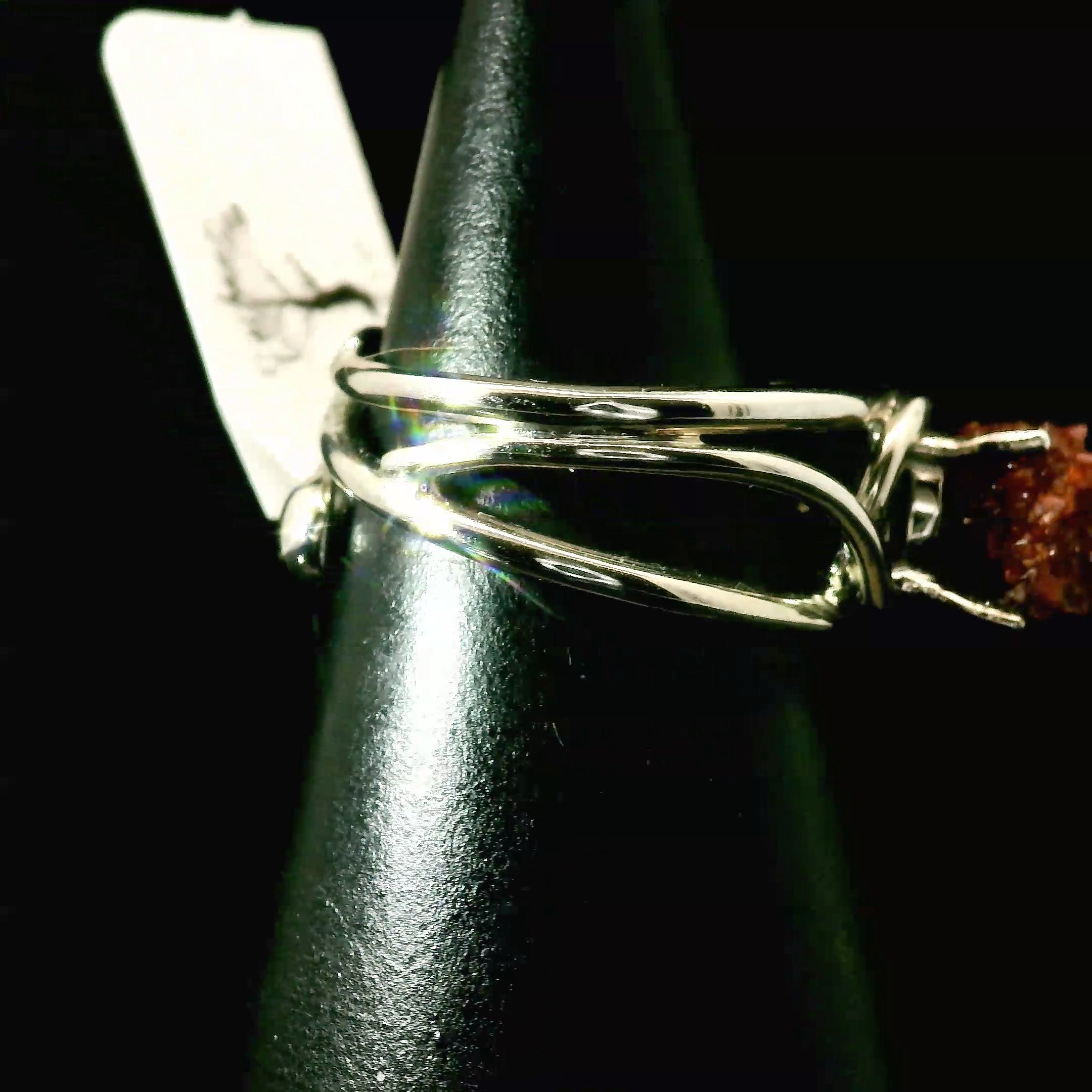 Hematite Quartz Cuff Ring .925 Sterling Silver for Grounding, Manifestation and Balance