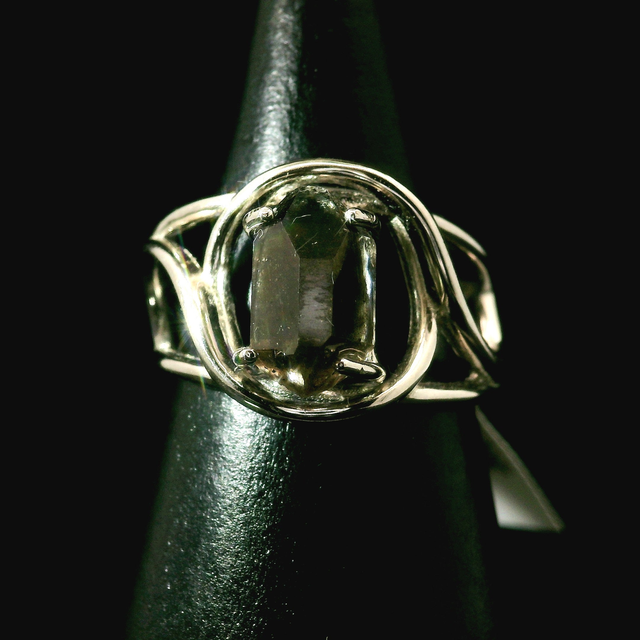 Smoky Herkimer Quartz Cuff Ring .925 Silver for Healing, Intention Setting and Manifesting your Desires