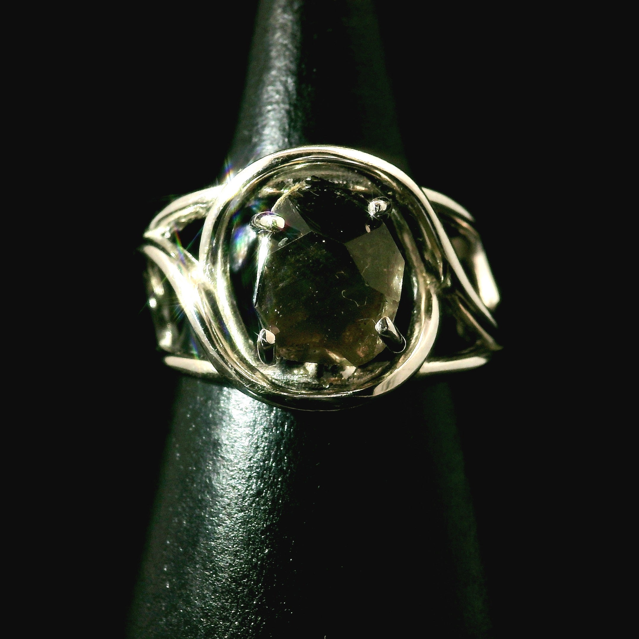 Smoky Herkimer Quartz Cuff Ring .925 Silver for Healing, Intention Setting and Manifesting your Desires