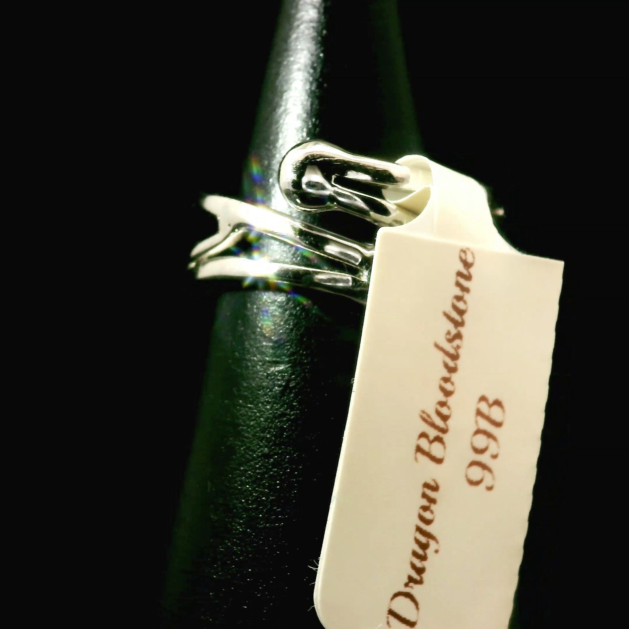 Bloodstone Midi Cuff Ring .925 Silver for Strength, Grounding and Protection