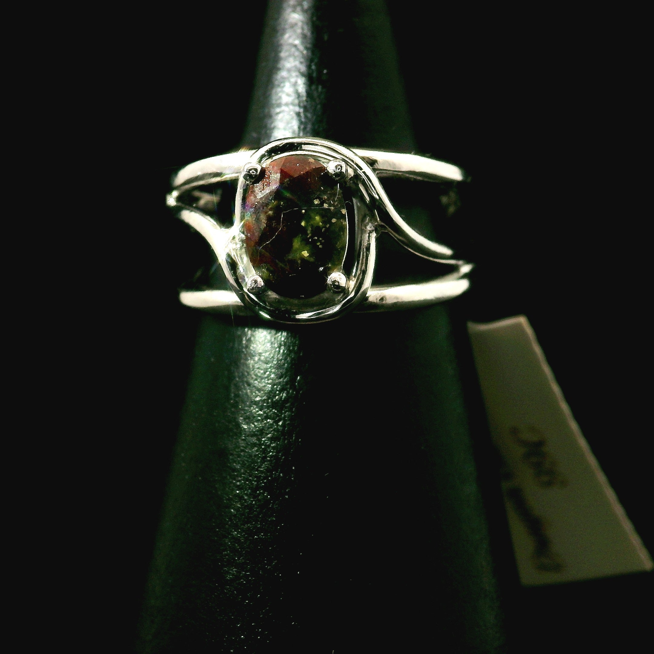 Bloodstone Midi Cuff Ring .925 Silver for Strength, Grounding and Protection