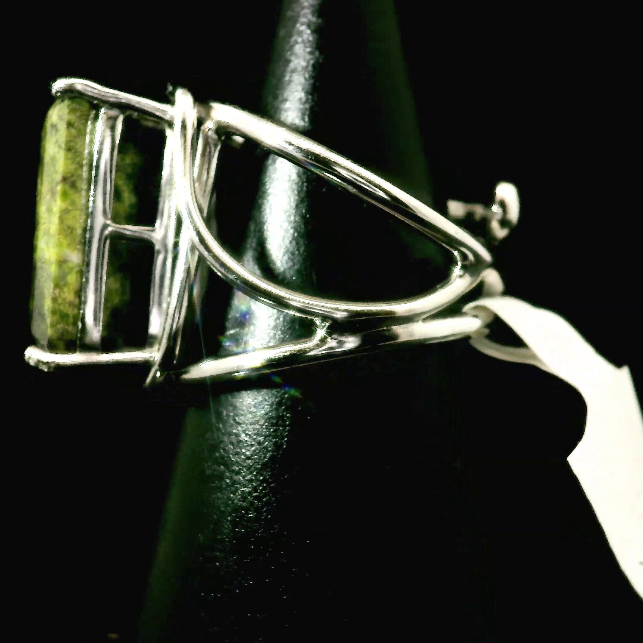 Bloodstone Cuff Ring .925 Silver for Strength, Grounding and Protection