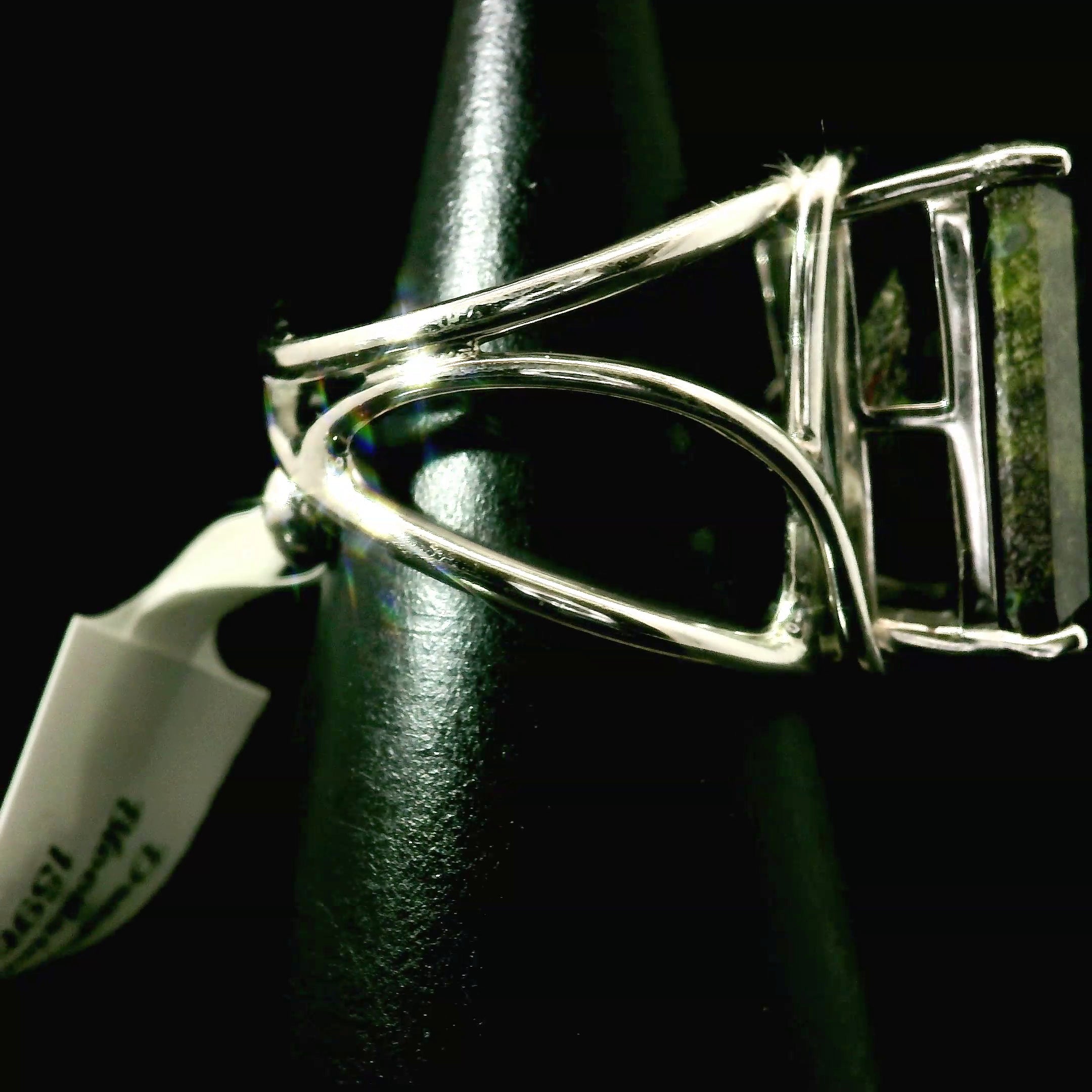 Bloodstone Cuff Ring .925 Silver for Strength, Grounding and Protection