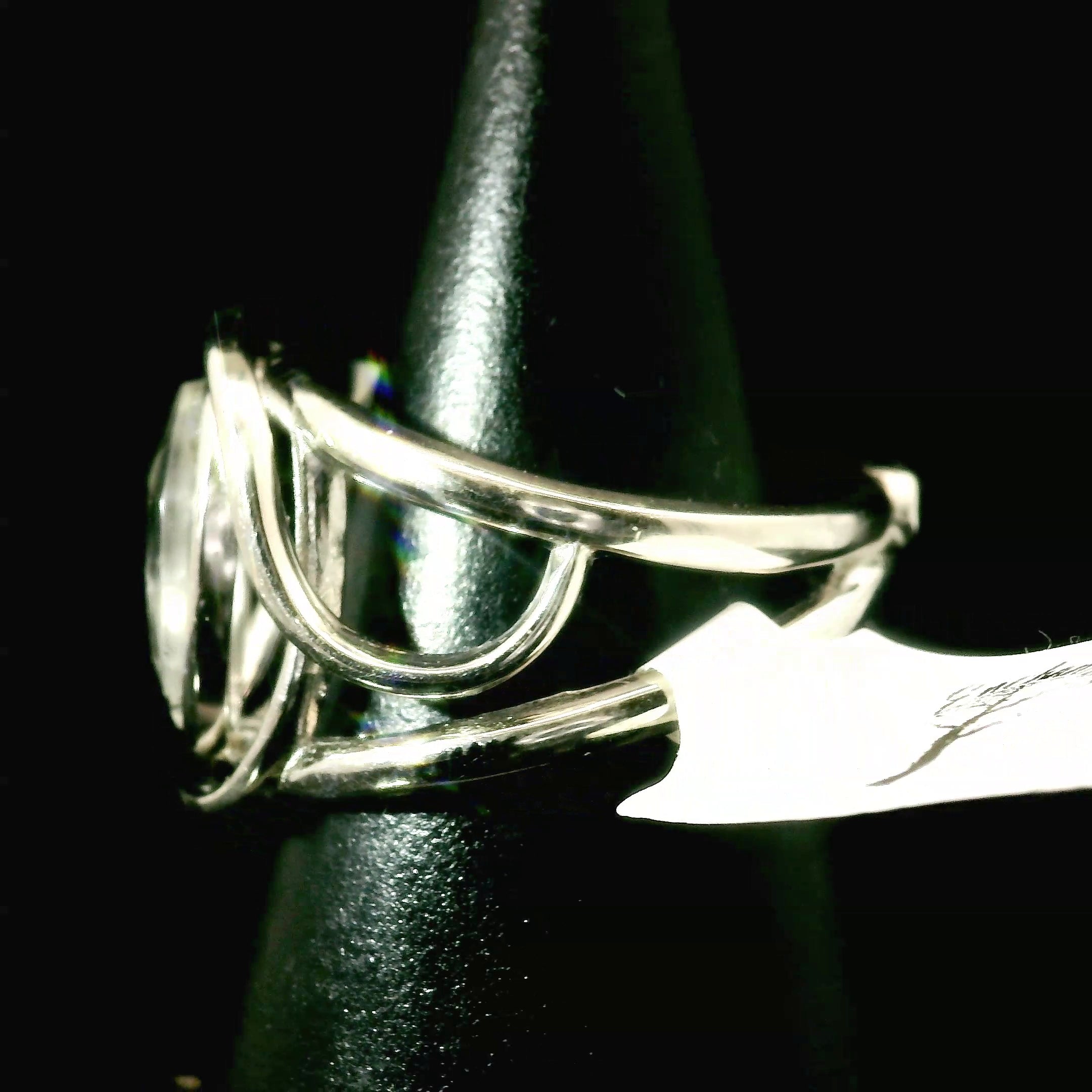 Hyalite Opal Cuff Ring 925 Silver for Emotional Healing, Inner Peace and Intuition