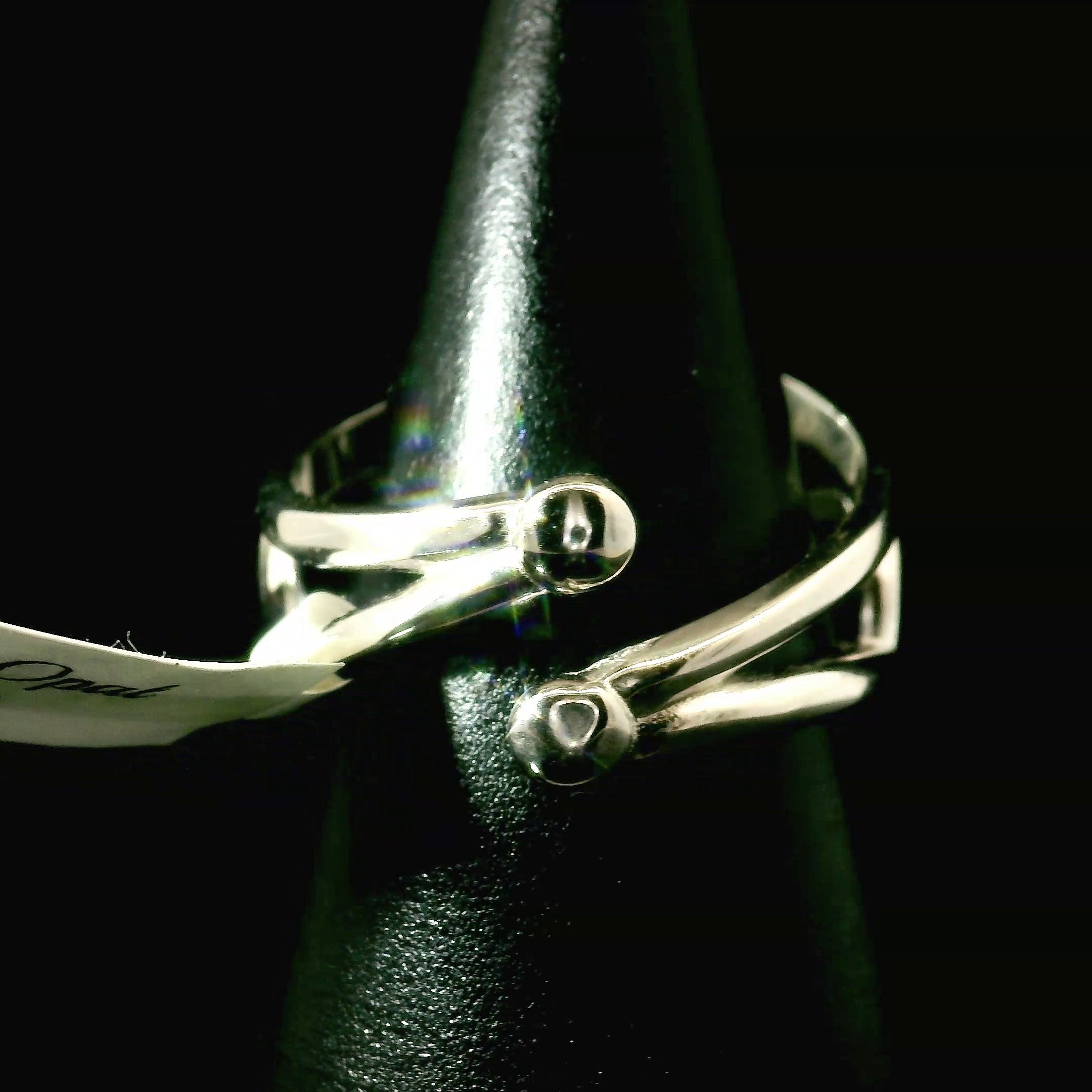 Hyalite Opal Cuff Ring 925 Silver for Emotional Healing, Inner Peace and Intuition