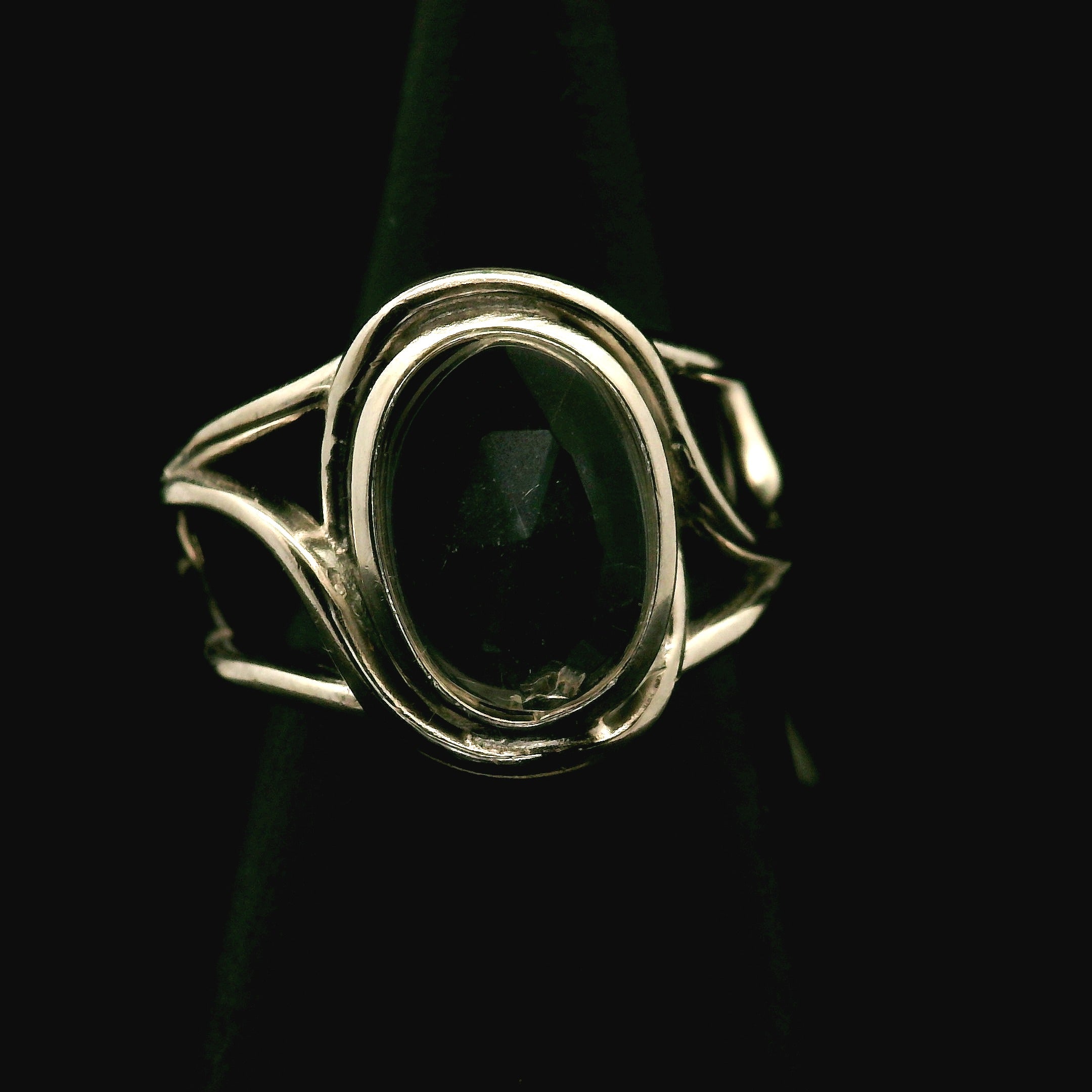 Hyalite Opal Cuff Ring 925 Silver for Emotional Healing, Inner Peace and Intuition