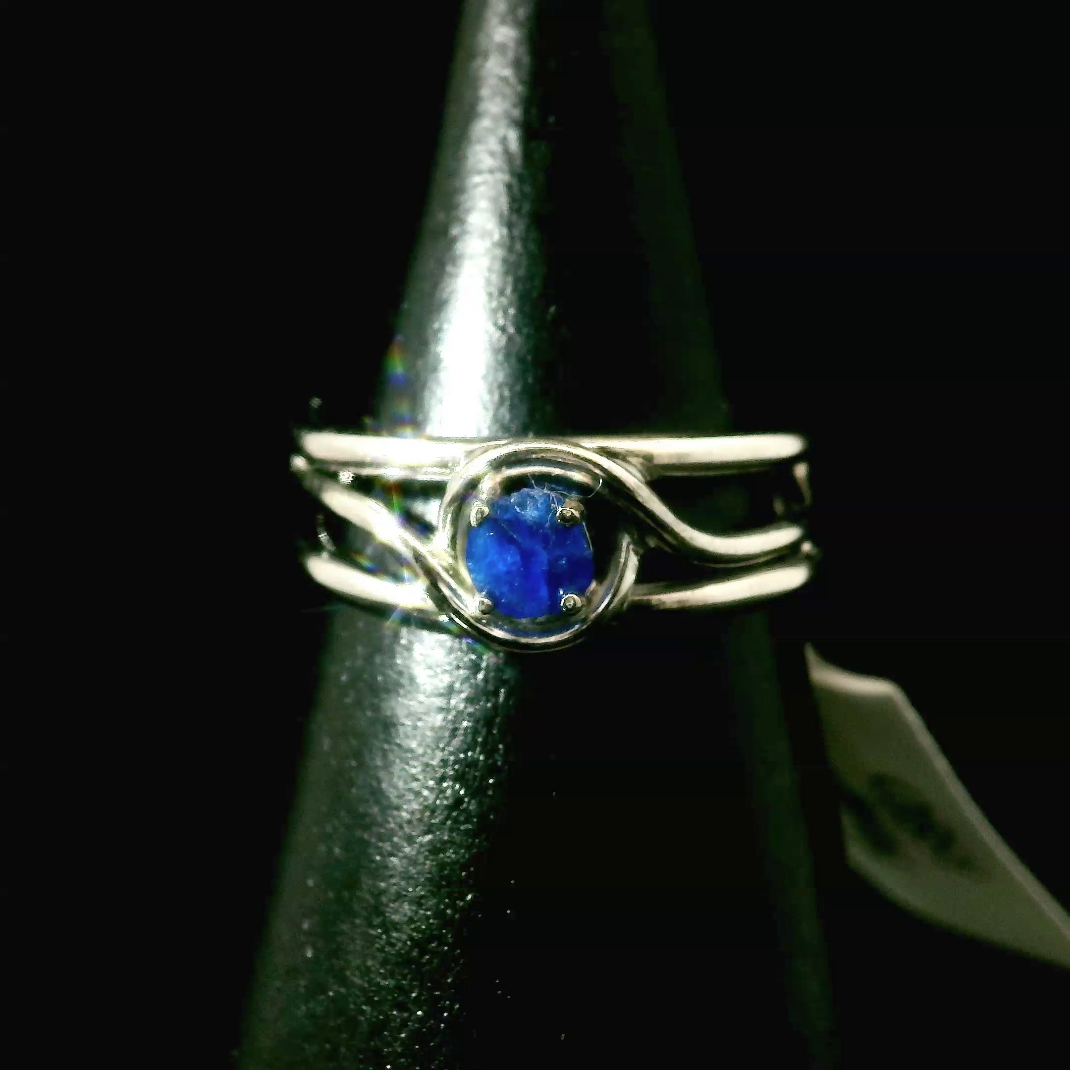 Hauyne Midi Cuff Ring 925 Silver for Intuition, Energy Purification and Spiritual Communication