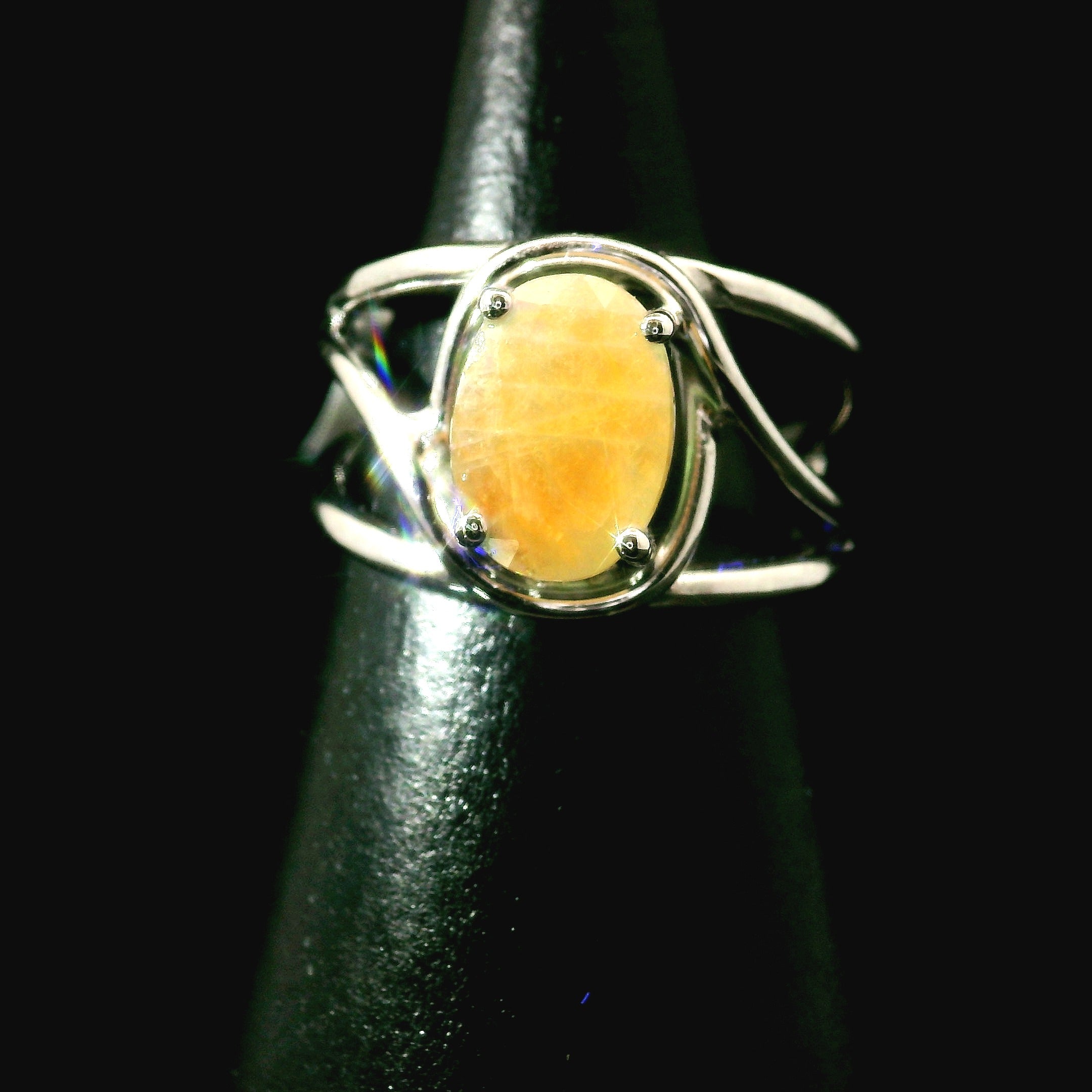 Green Hauyne Midi Cuff Ring 925 Silver for Intuition, Purification and Meditation