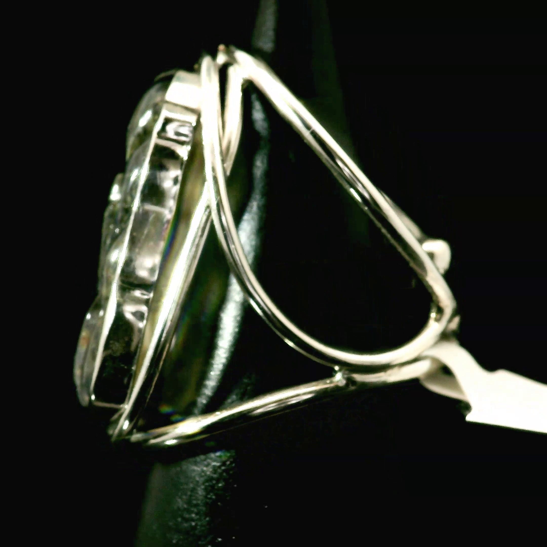 Black Moonstone with Sunstone Nine Tails Cuff Ring .925 Silver for Intuition, Confident New Beginnings and Manifestation