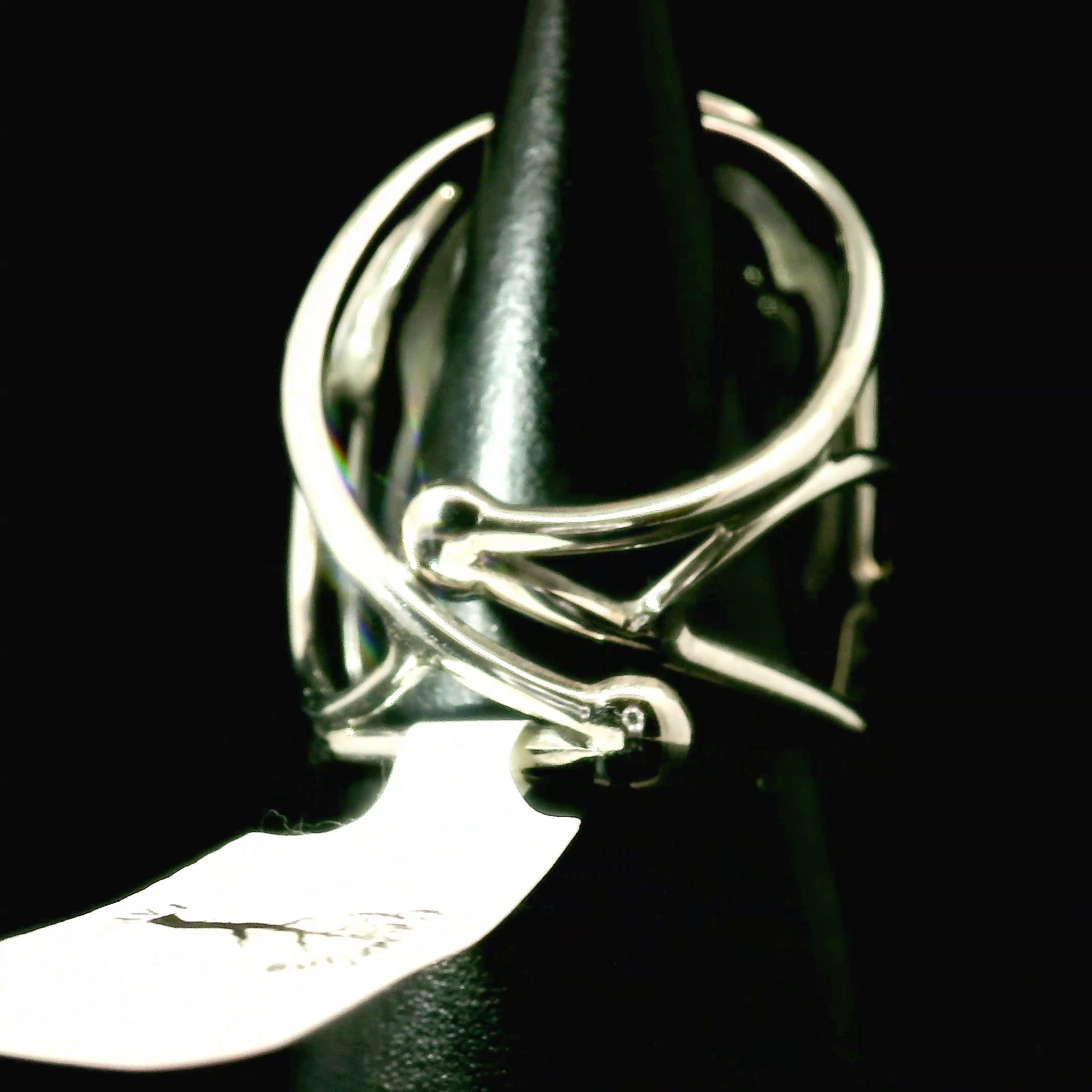 Black Moonstone with Sunstone Nine Tails Cuff Ring .925 Silver for Intuition, Confident New Beginnings and Manifestation