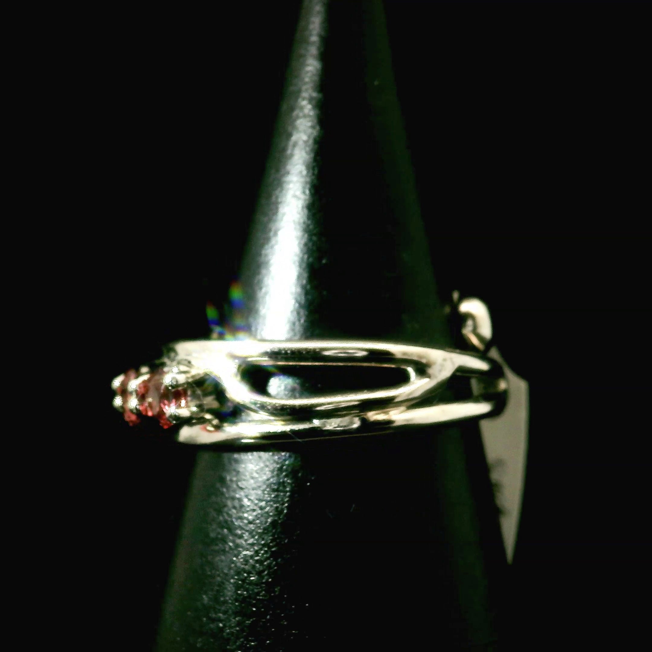 Pink Spinel Stacker Cuff Ring .925 Silver for Emotional Healing, Love, Loyalty & Motivation
