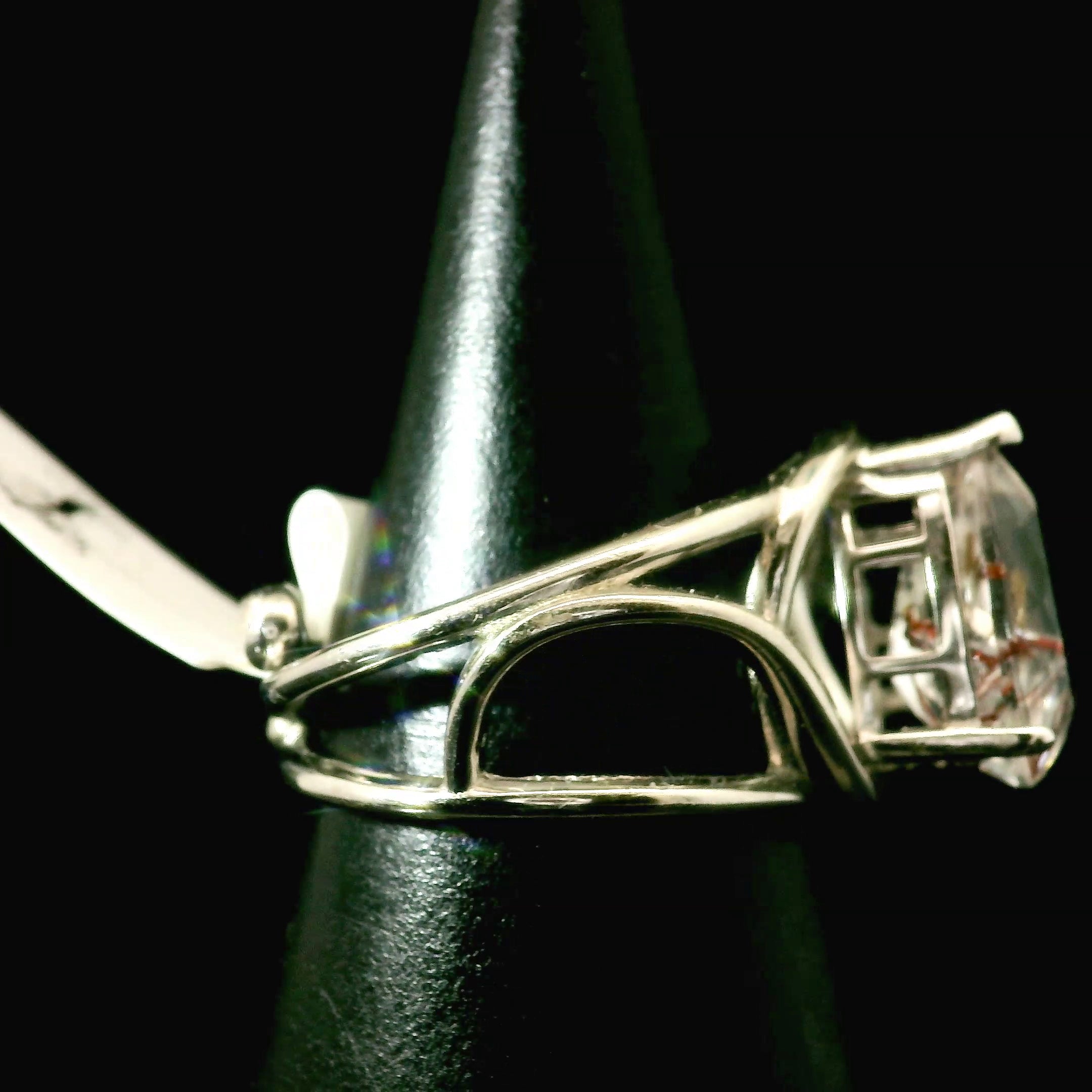 Red Rutile Cuff Ring 925 Silver for Manifestation, Life Force Energy and Renewal