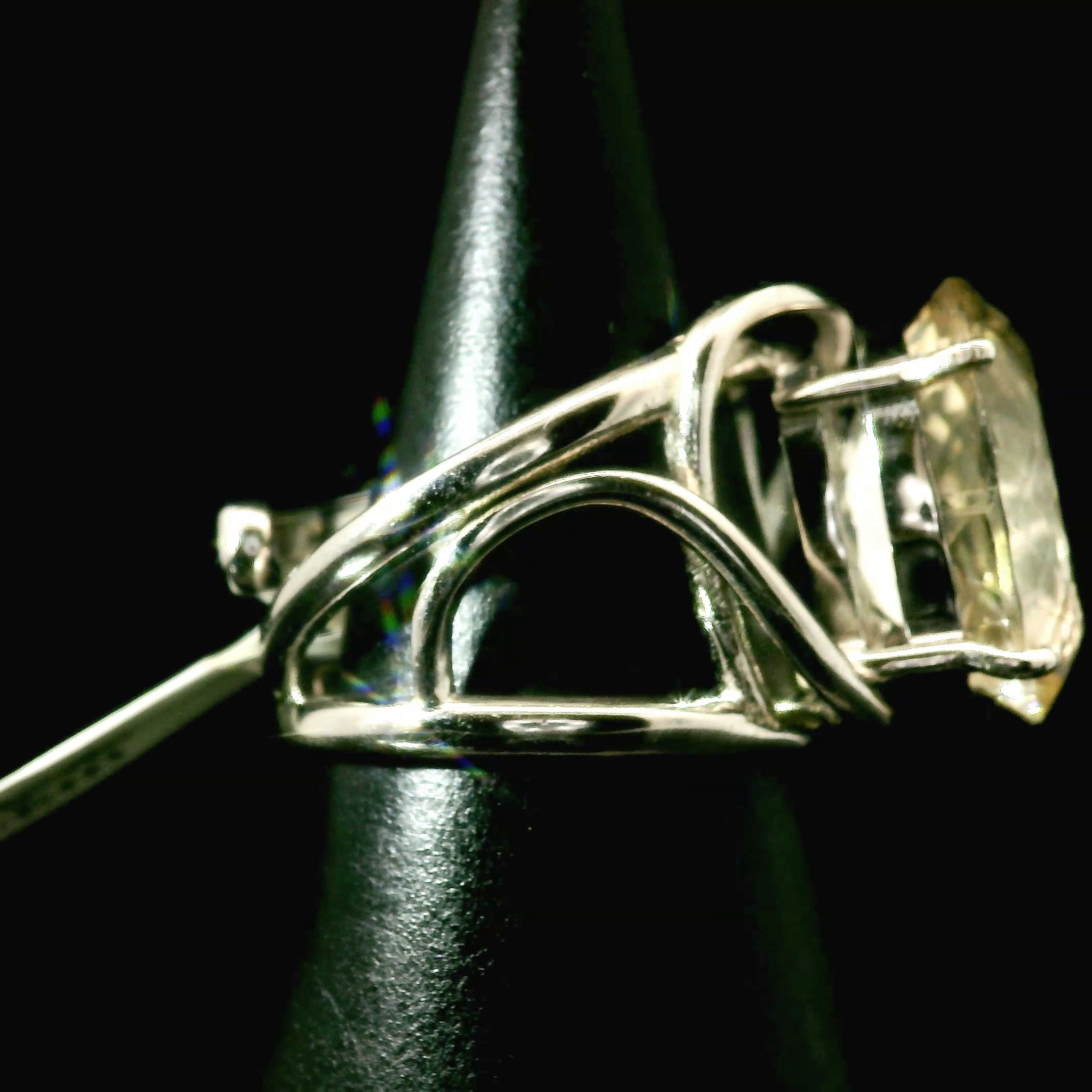 Pollucite Cuff Ring 925 Silver for Cleansing the Aura and Divine Connection