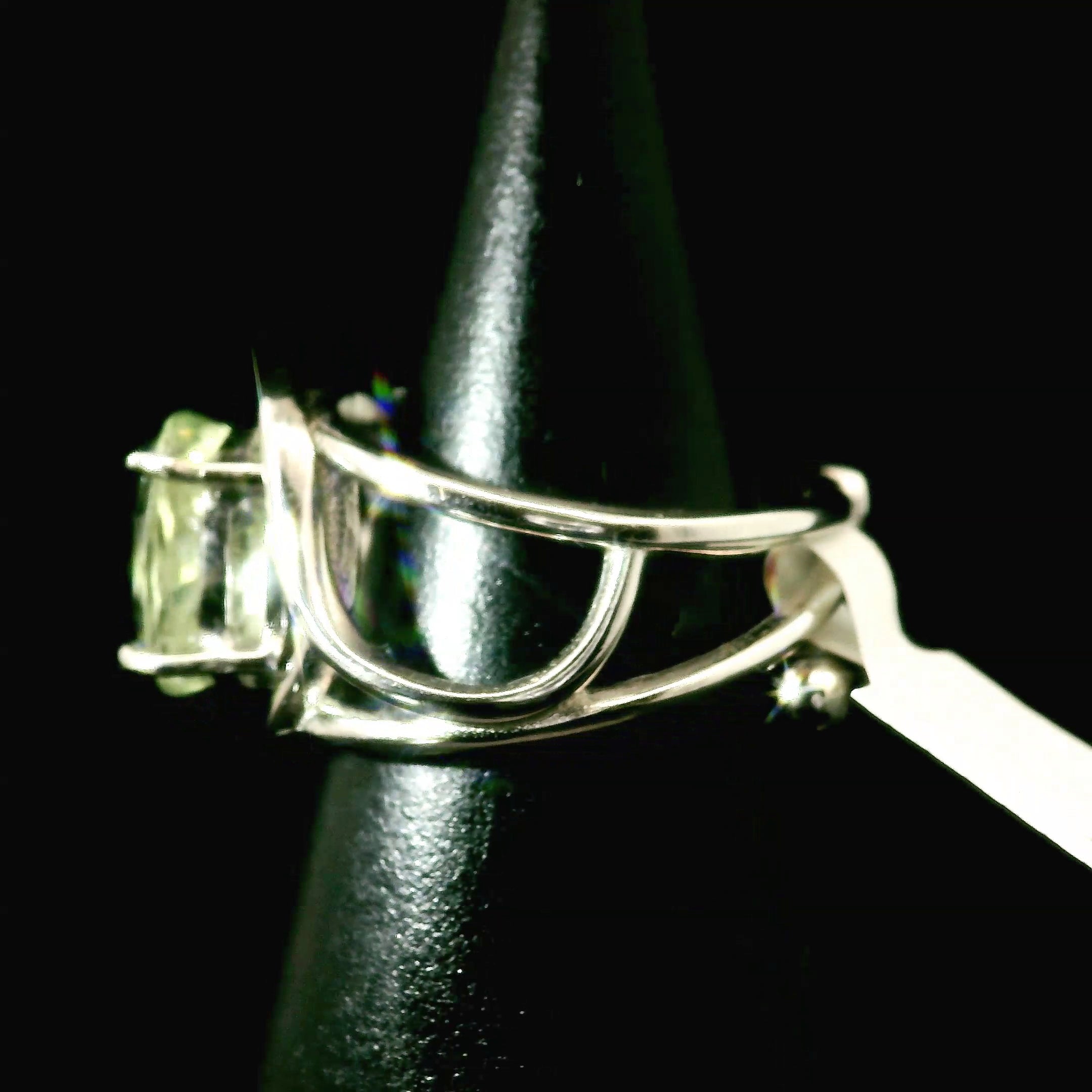 Herderite Cuff Ring 925 Silver for Intuition, Focus and Awakening