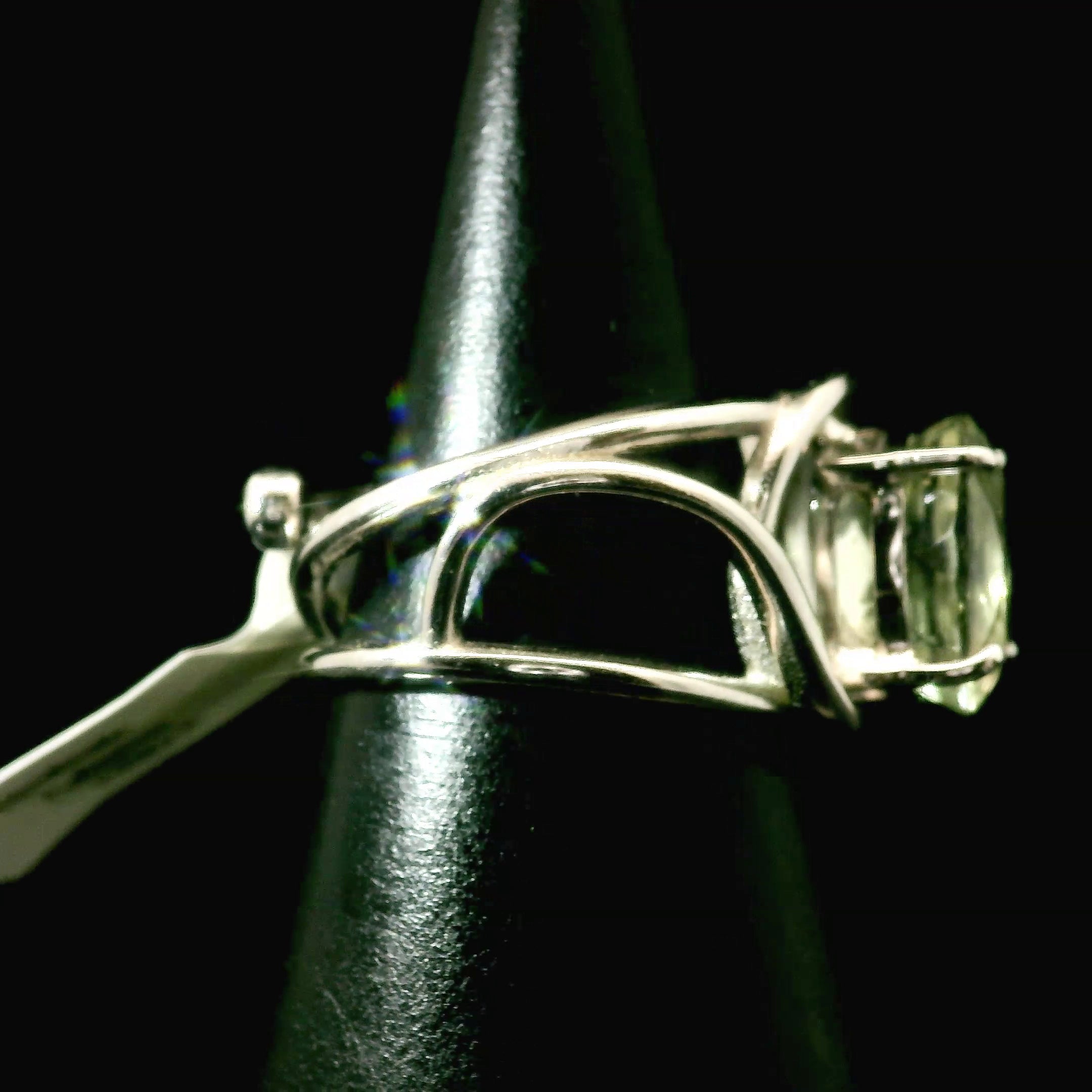 Herderite Cuff Ring 925 Silver for Intuition, Focus and Awakening