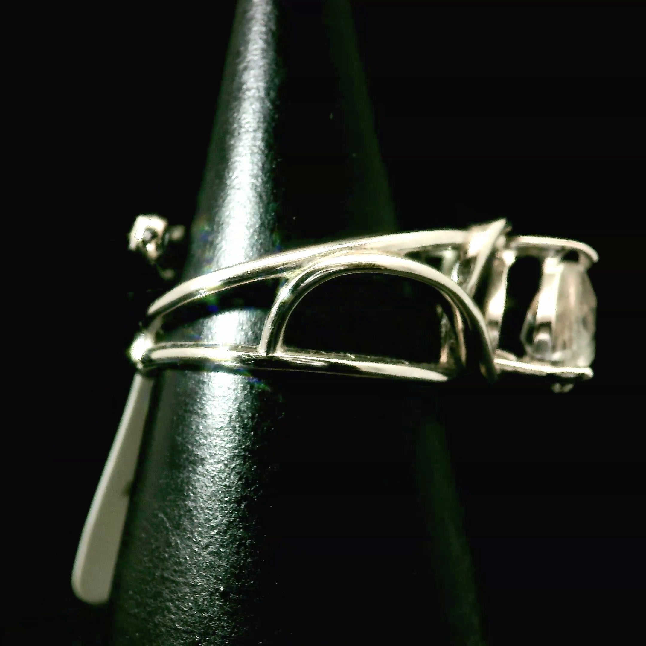 Barite Cuff Ring 925 Silver for Higher Awareness and Courage