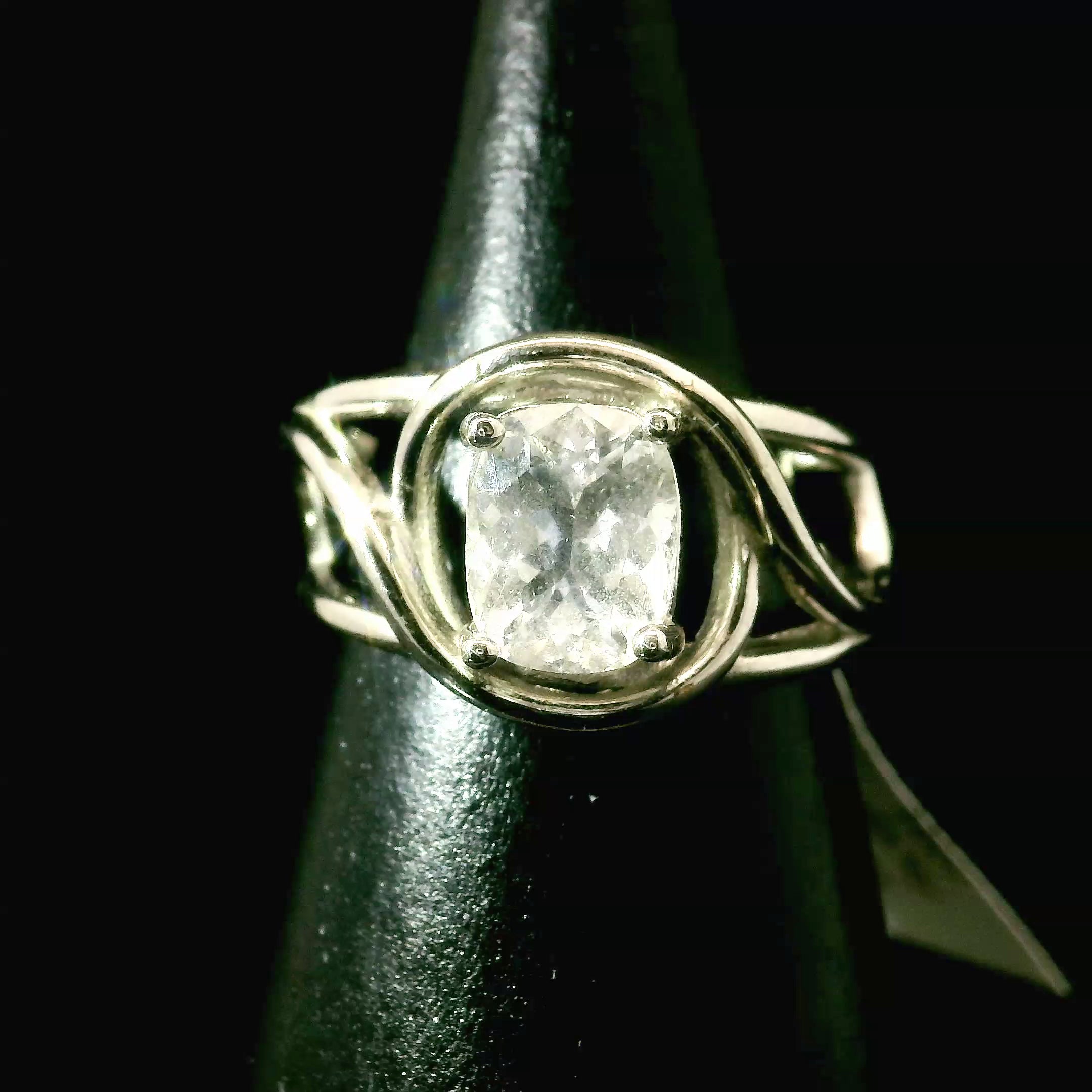 Beryllonite Cuff Ring 925 Silver for Clarity, Intuition and Peace