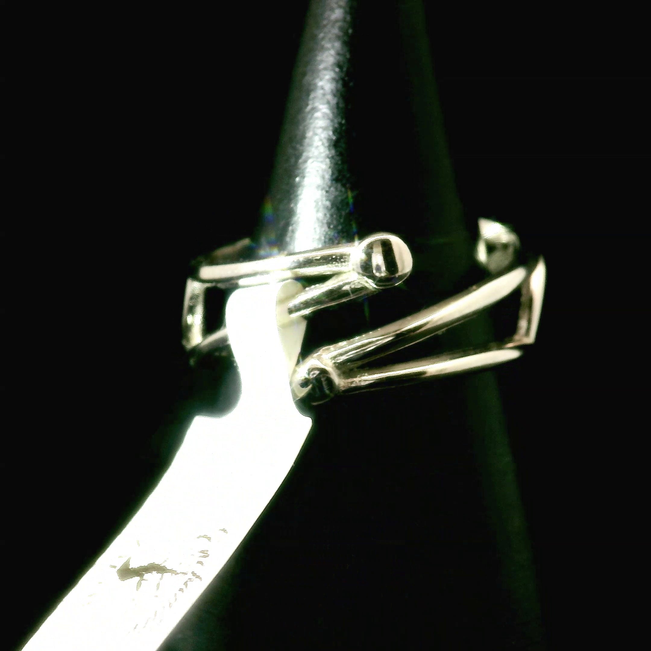 Beryllonite Cuff Ring 925 Silver for Clarity, Intuition and Peace