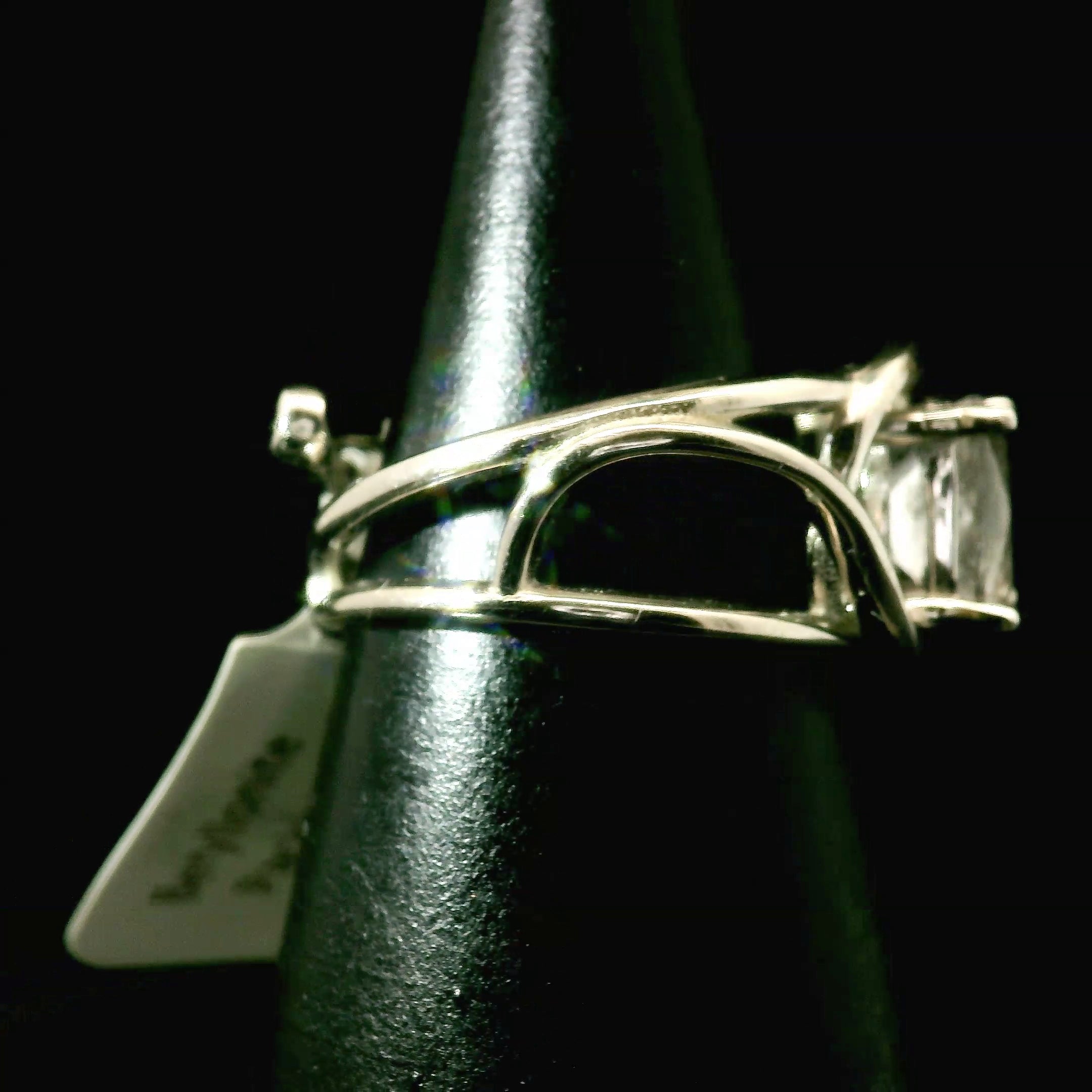 Beryllonite Cuff Ring 925 Silver for Clarity, Intuition and Peace