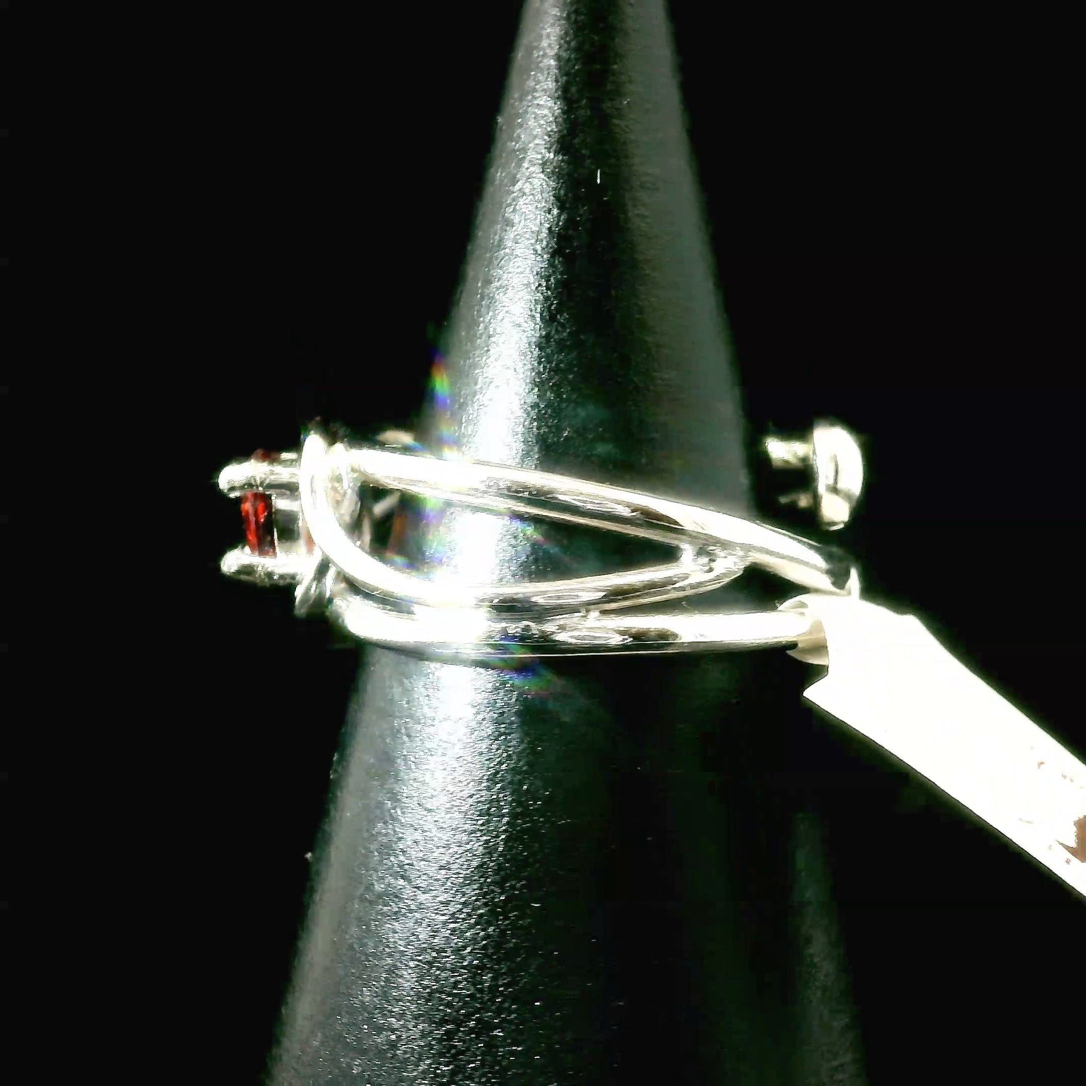 Garnet Midi Cuff Ring .925 Silver for Health and Strength