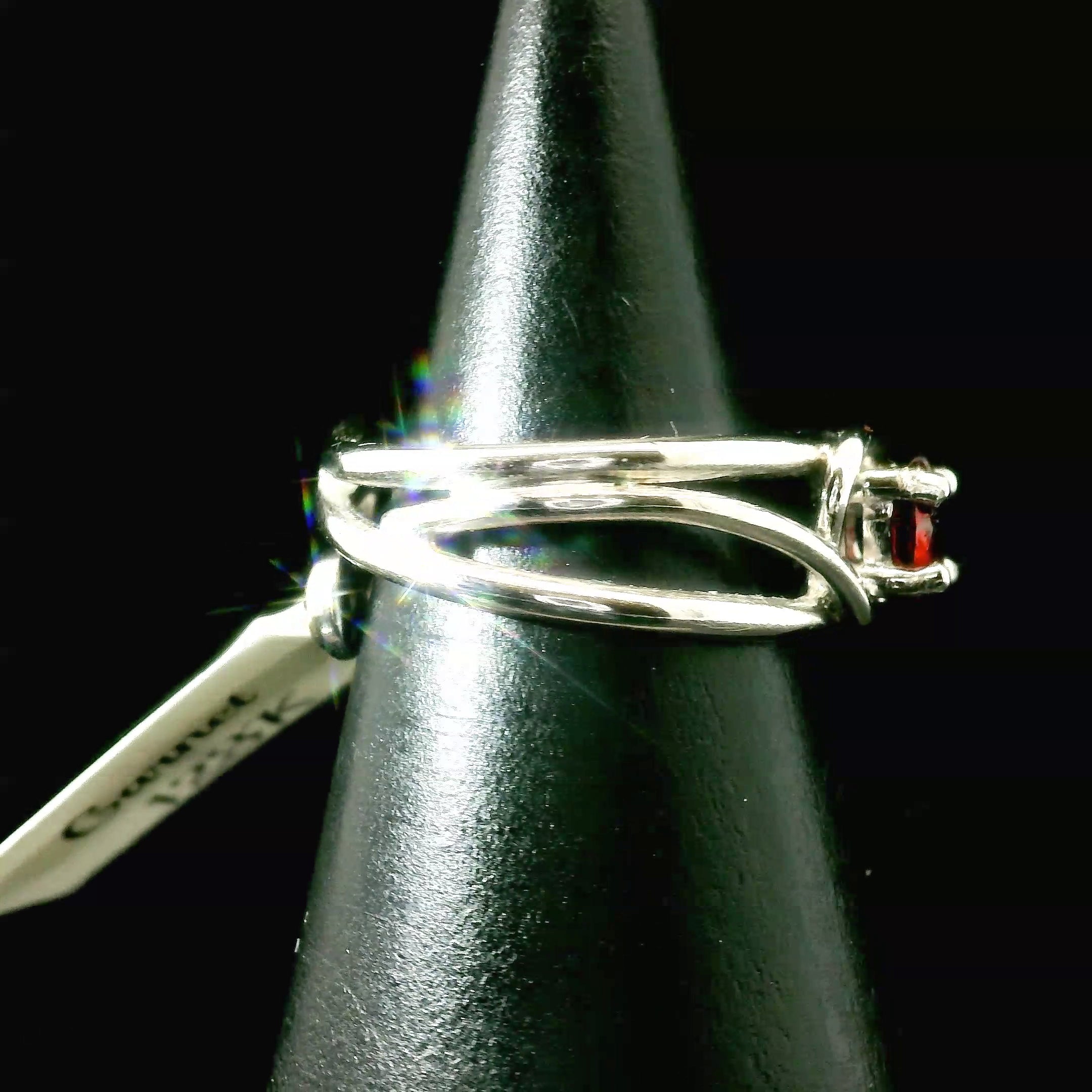 Garnet Midi Cuff Ring .925 Silver for Health and Strength